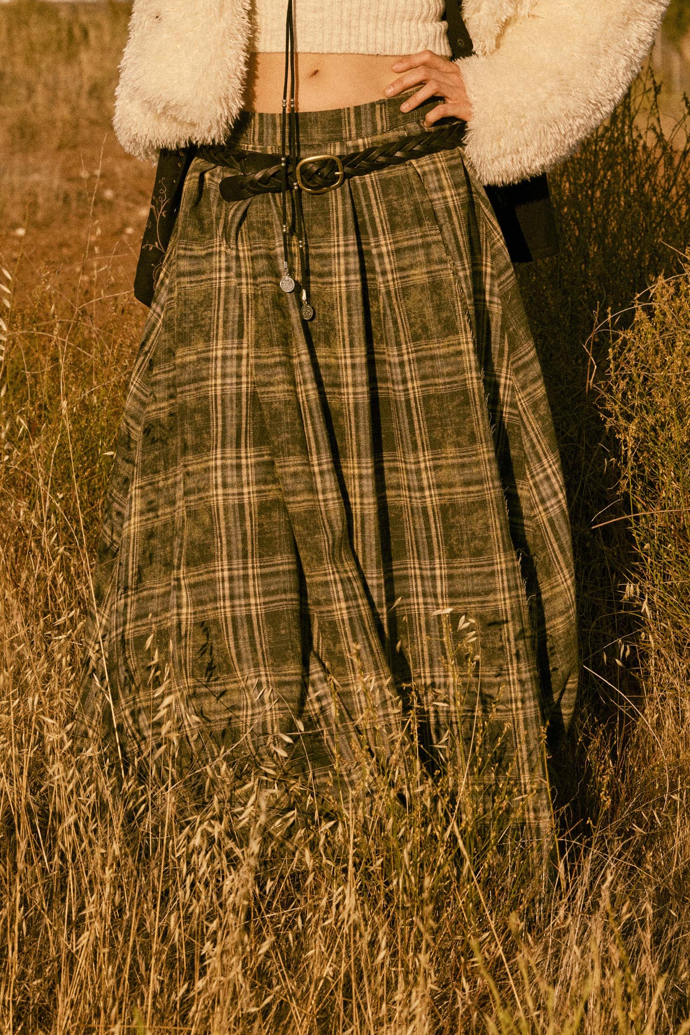 Highland Home Plaid Flannel Wrapped Maxi Skirt - Image 2