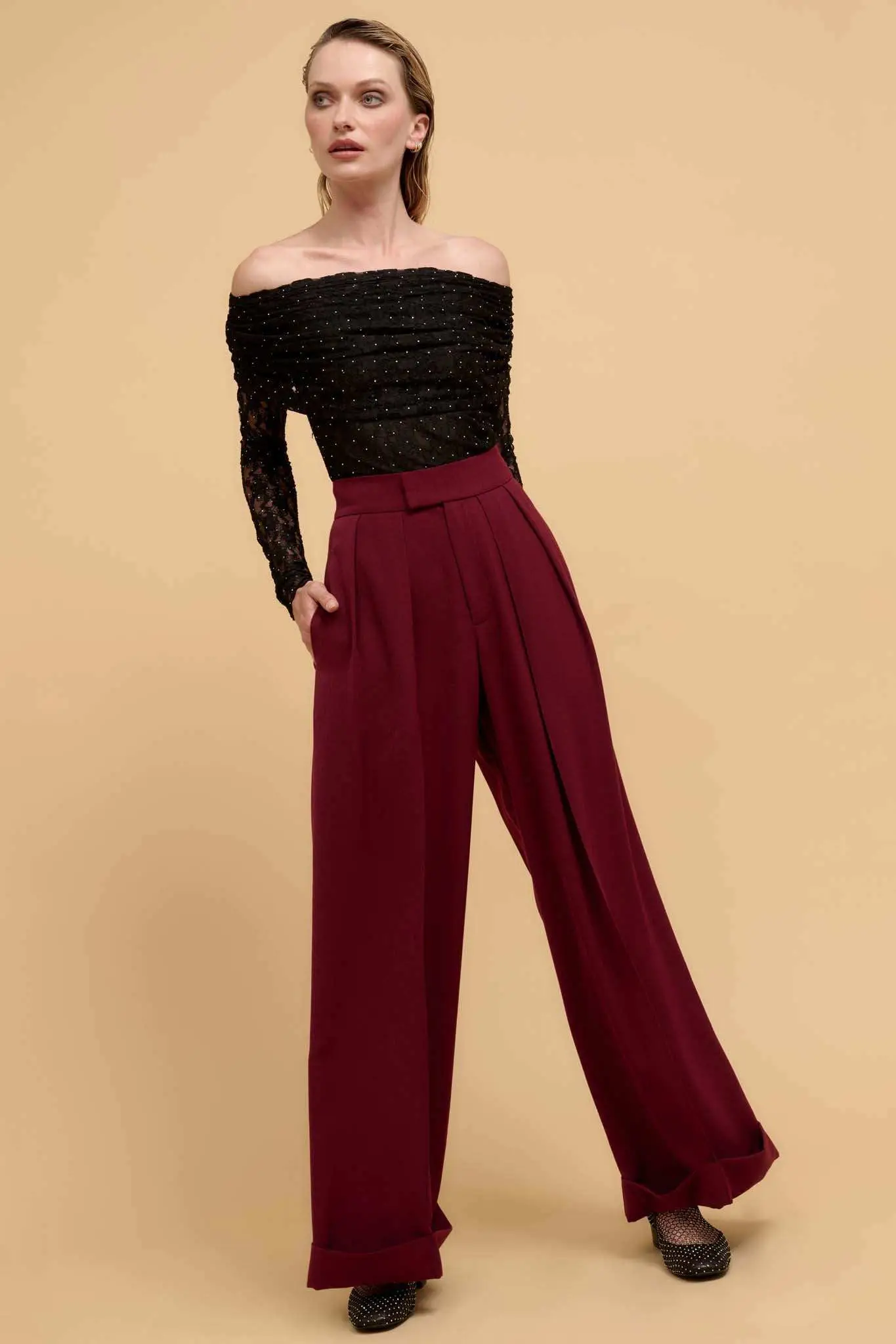 Hit Your Stride Pleat-Front Cuffed Wide-Leg Pants