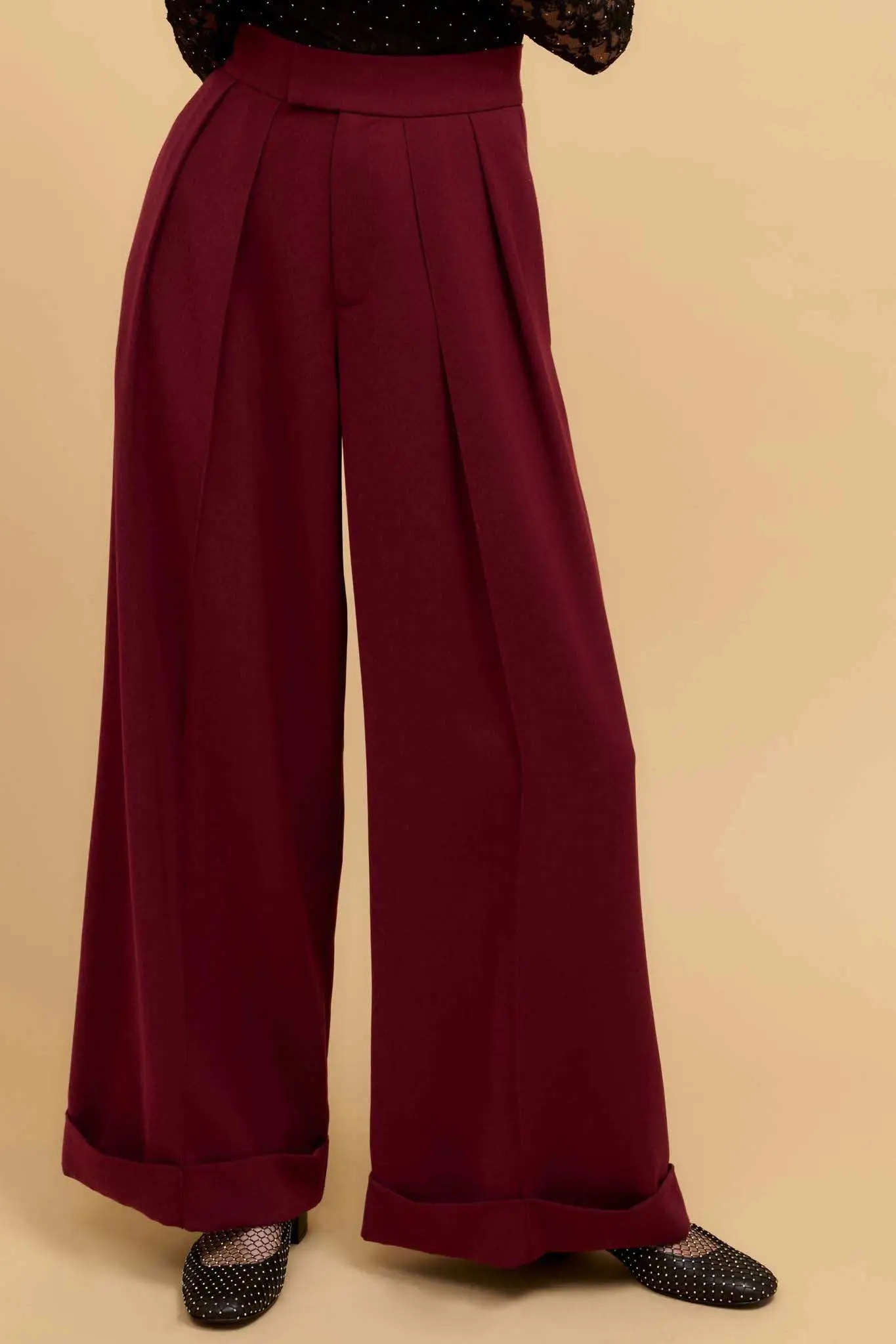 Hit Your Stride Pleat-Front Cuffed Wide-Leg Pants - Image 2