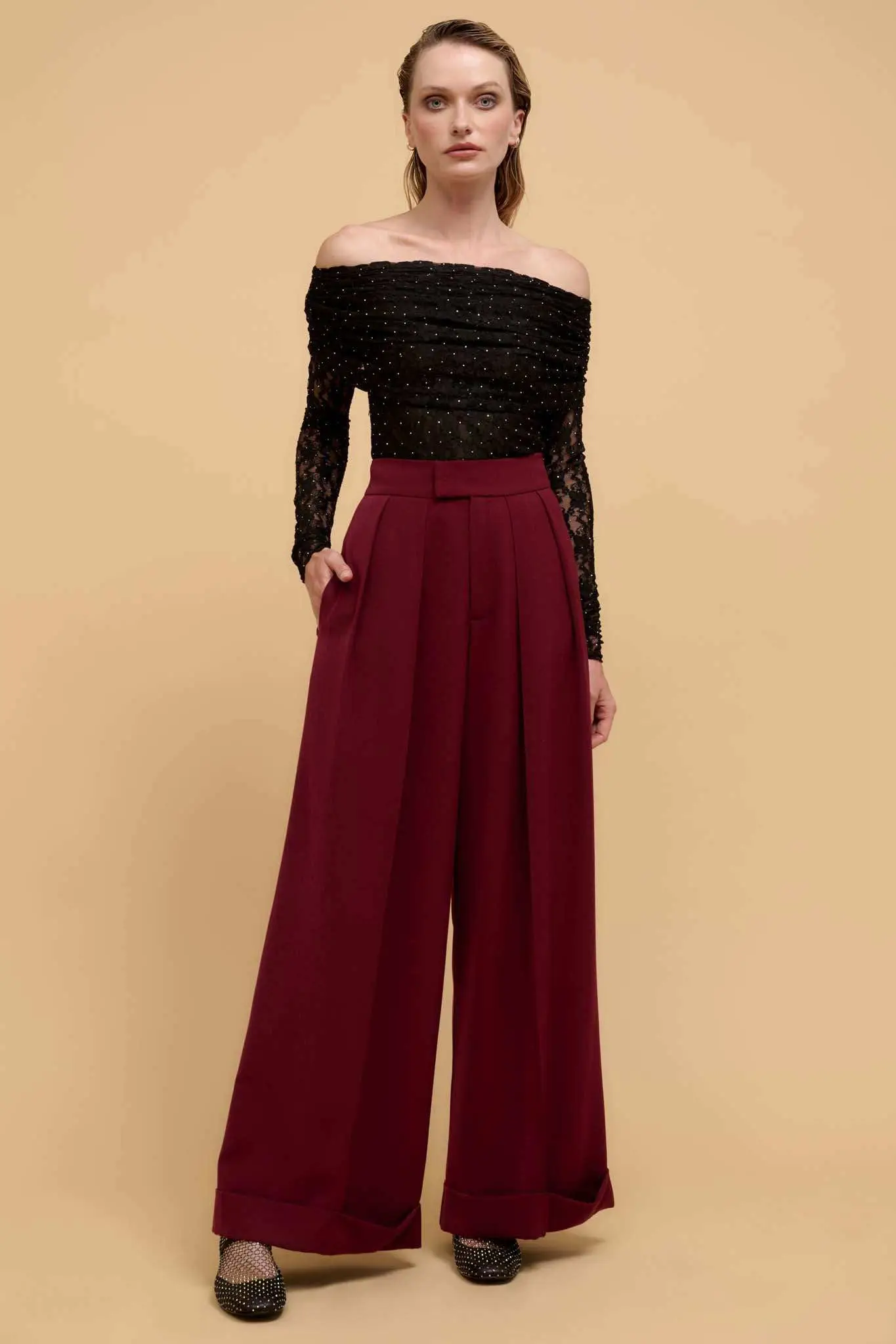 Hit Your Stride Pleat-Front Cuffed Wide-Leg Pants - Image 4