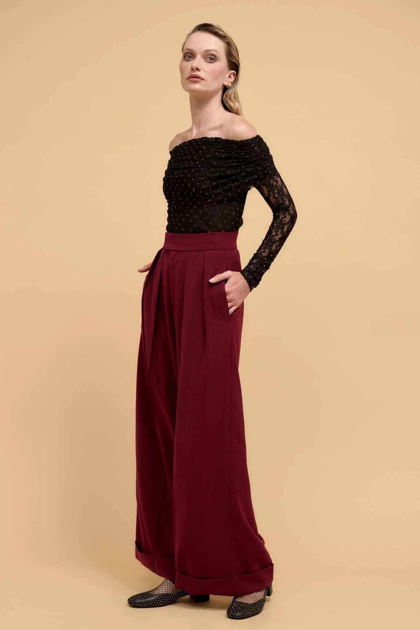 Hit Your Stride Pleat-Front Cuffed Wide-Leg Pants - Image 5