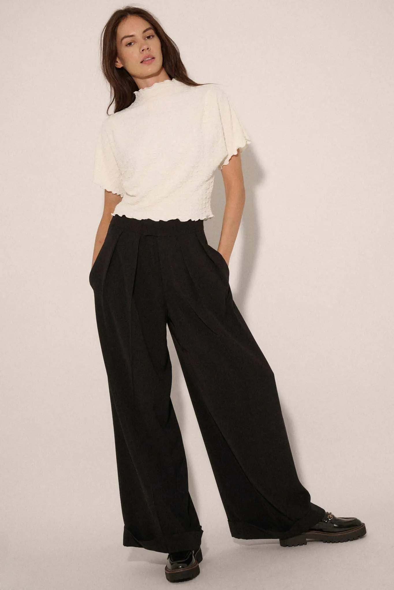 Hit Your Stride Pleat-Front Cuffed Wide-Leg Pants - Image 8