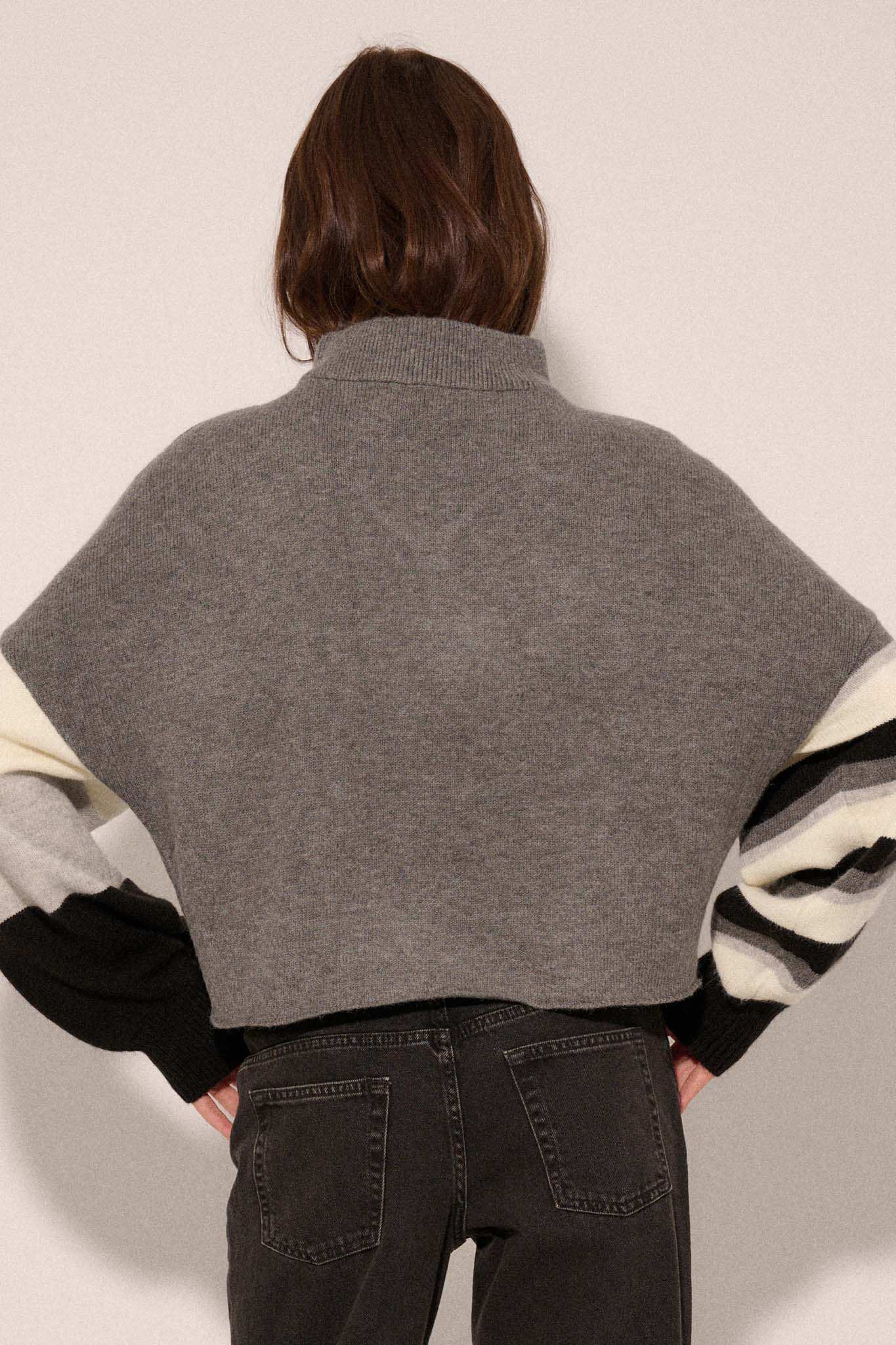 Hold On Striped Colorblock Funnel Neck Sweater - Image 12