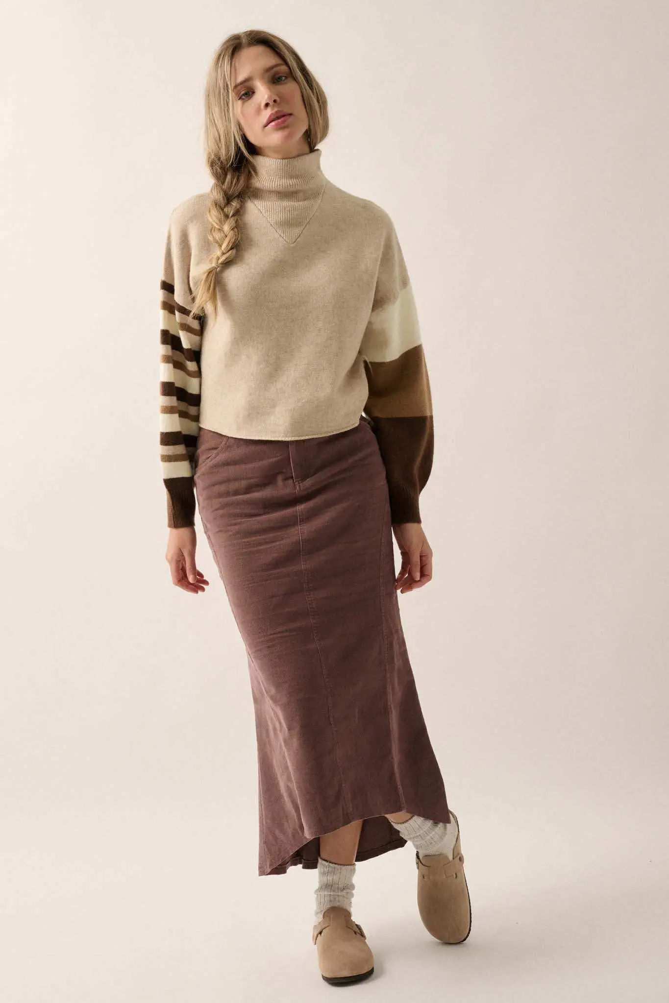 Hold On Striped Colorblock Funnel Neck Sweater - Image 5