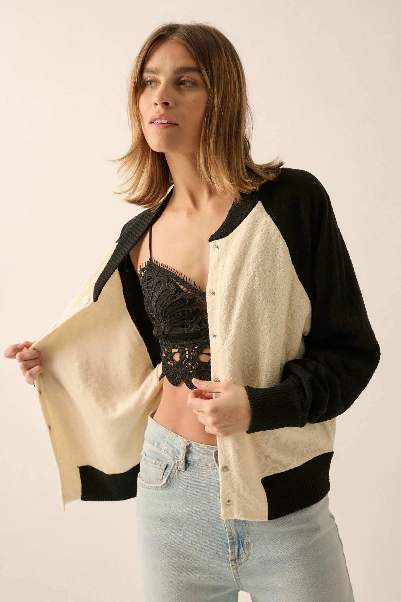 Home Run Colorblock Knit Varsity Bomber Jacket - Image 12