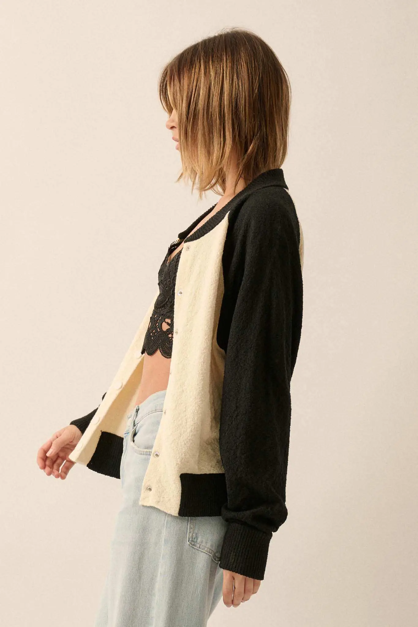 Home Run Colorblock Knit Varsity Bomber Jacket - Image 14