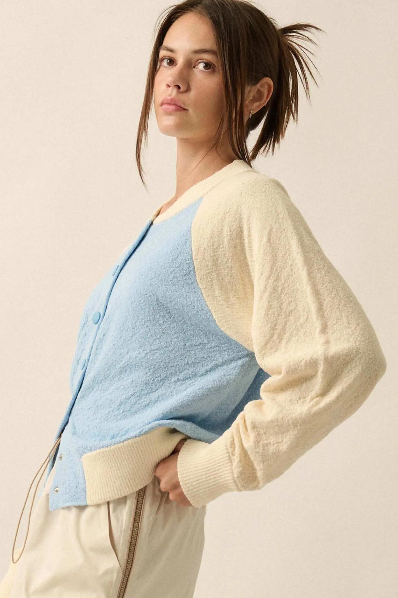 Home Run Colorblock Knit Varsity Bomber Jacket - Image 7