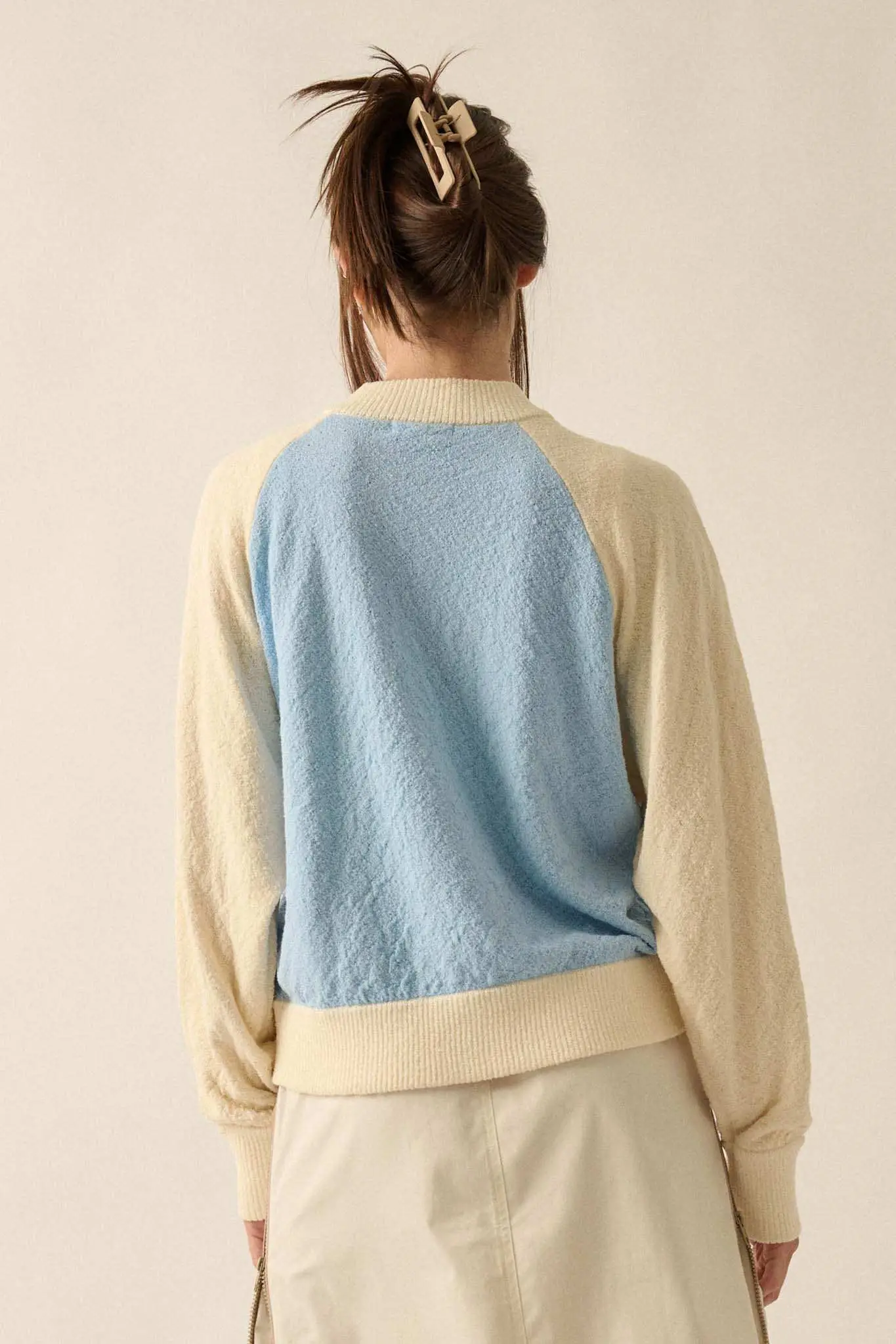 Home Run Colorblock Knit Varsity Bomber Jacket - Image 8