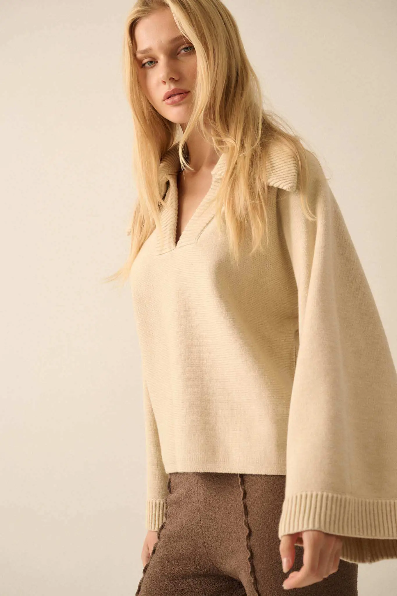 Home Sweet Home Oversized Collar V-Neck Sweater - Image 8