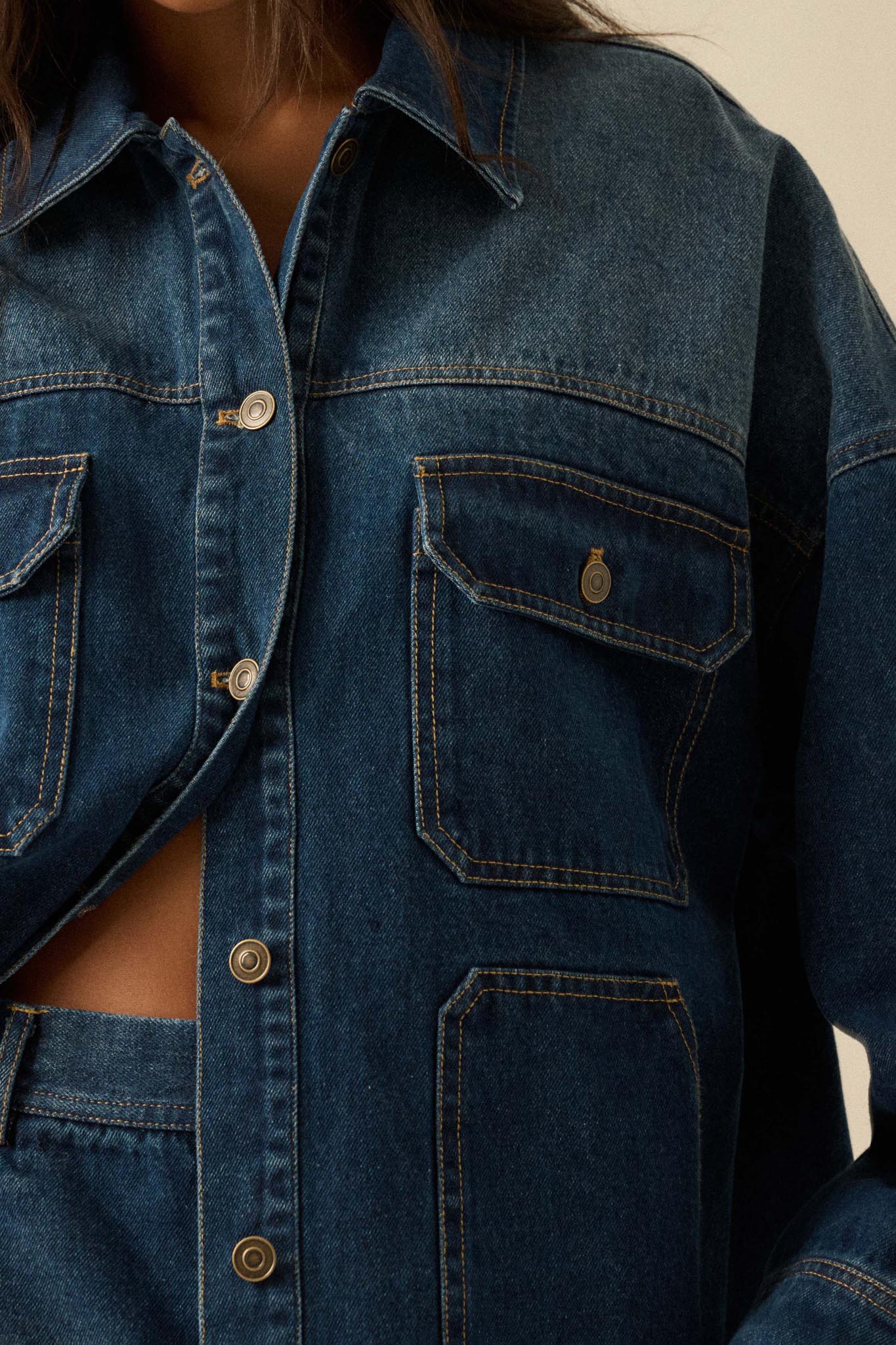 Honest Living Washed Denim Pocket Shacket - Image 5