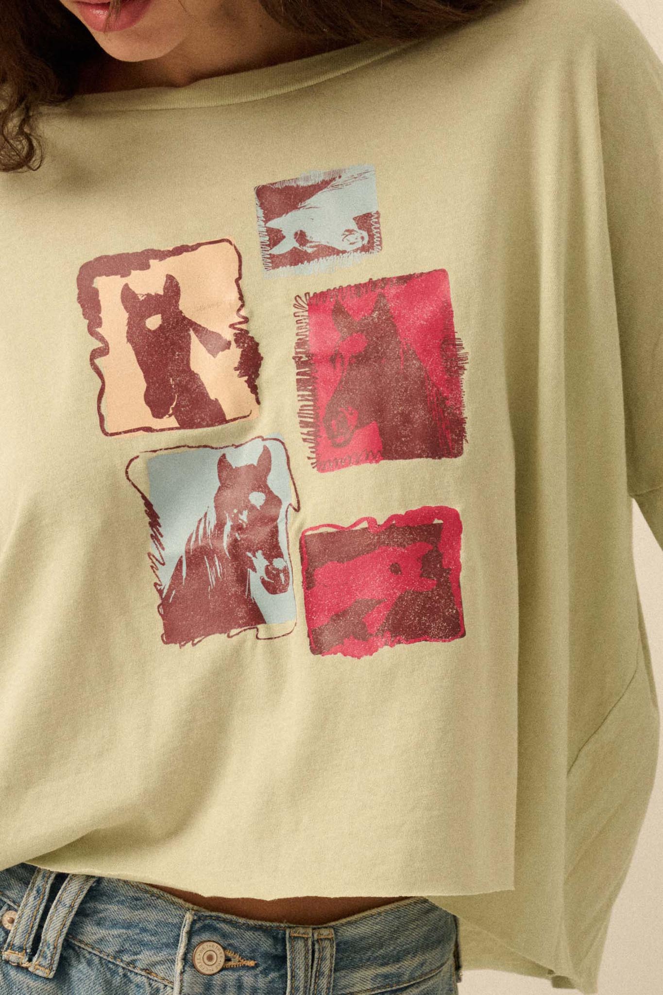 Horse Girl Vintage-Wash Long-Sleeve Graphic Tee - Image 2