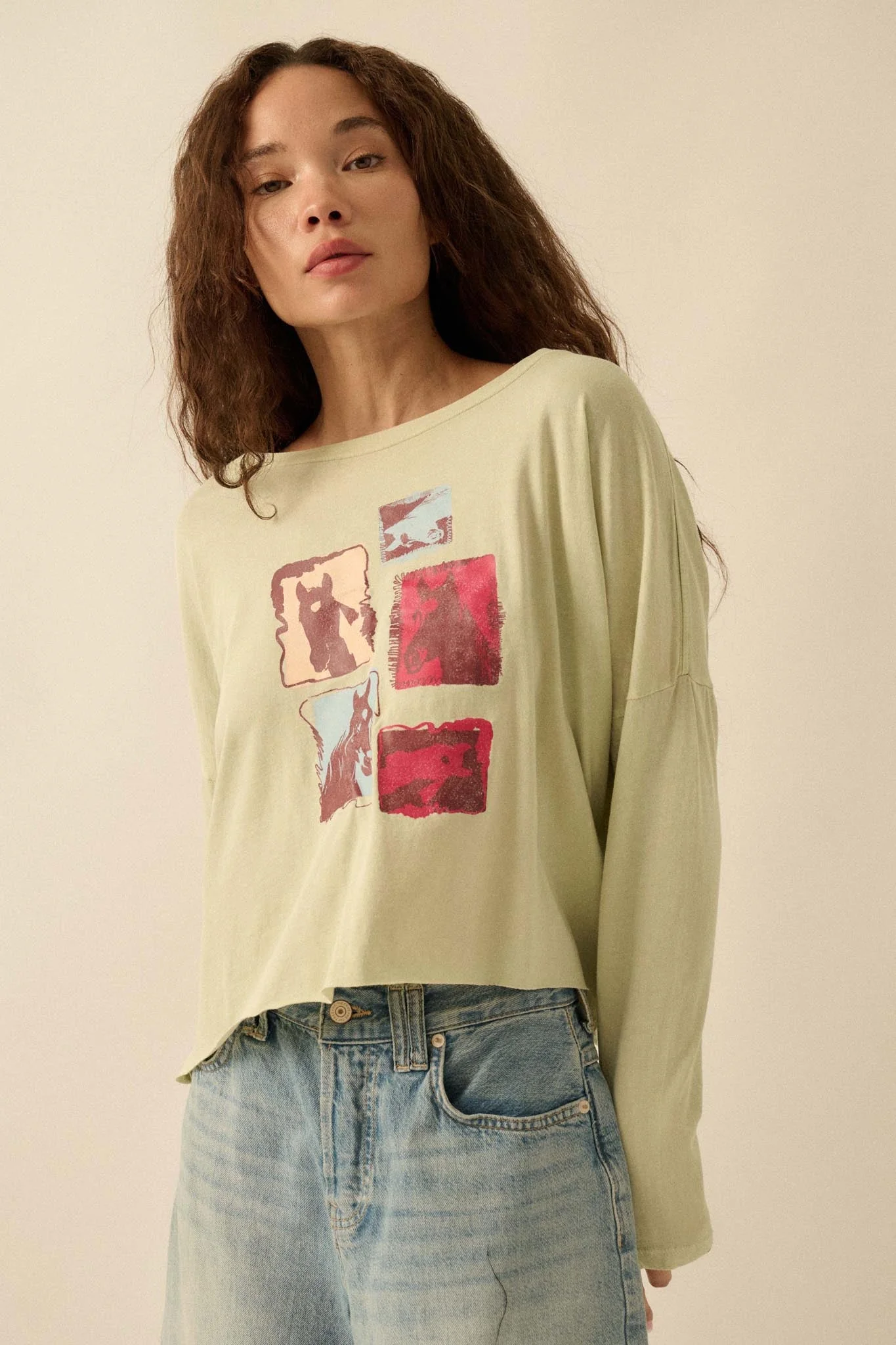 Horse Girl Vintage-Wash Long-Sleeve Graphic Tee - Image 4