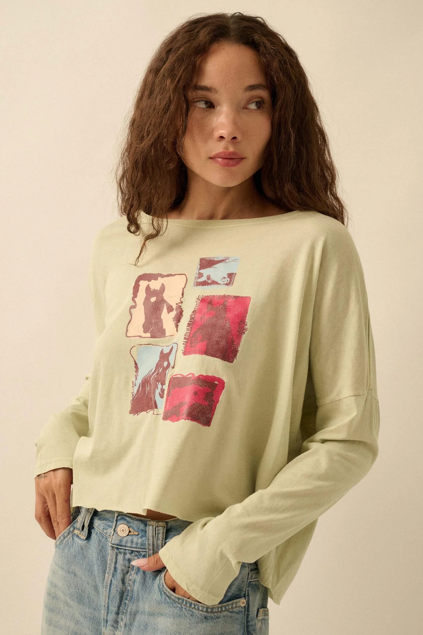Horse Girl Vintage-Wash Long-Sleeve Graphic Tee - Image 5
