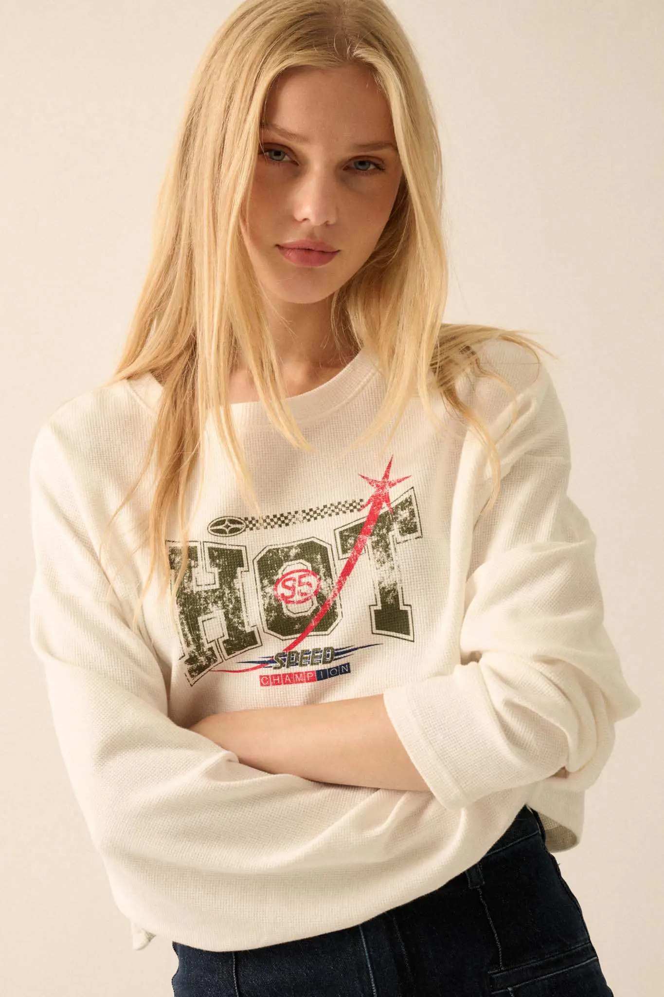 Hot 95 Racing Cropped Thermal Graphic Top - Image 3