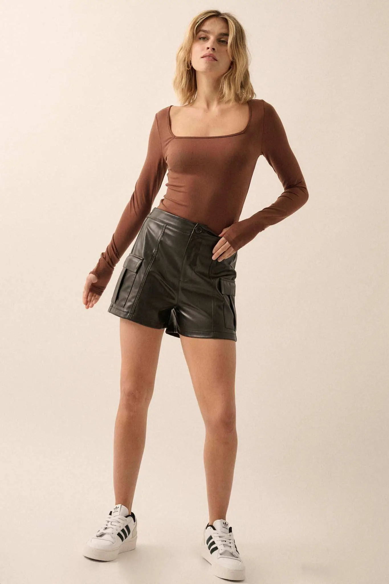 Hot Shot Vegan Leather Cargo Shorts - Image 4