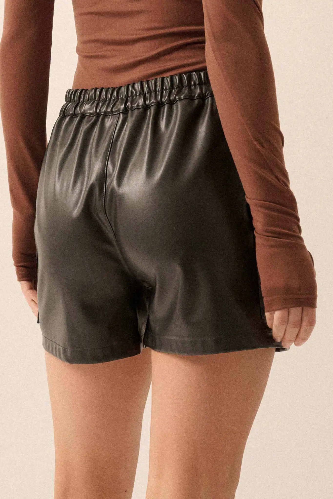 Hot Shot Vegan Leather Cargo Shorts - Image 8