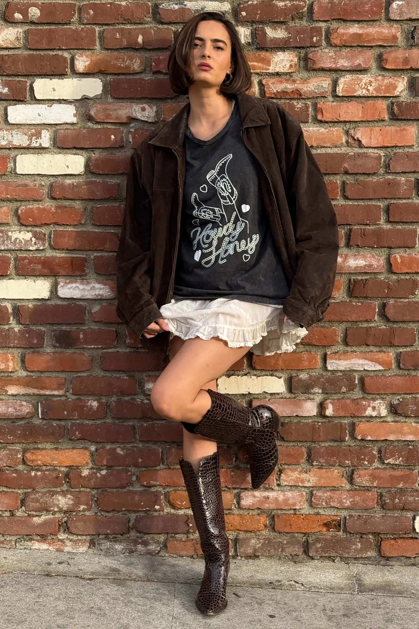 Howdy Honey Slashed Western Graphic Tee - Image 2