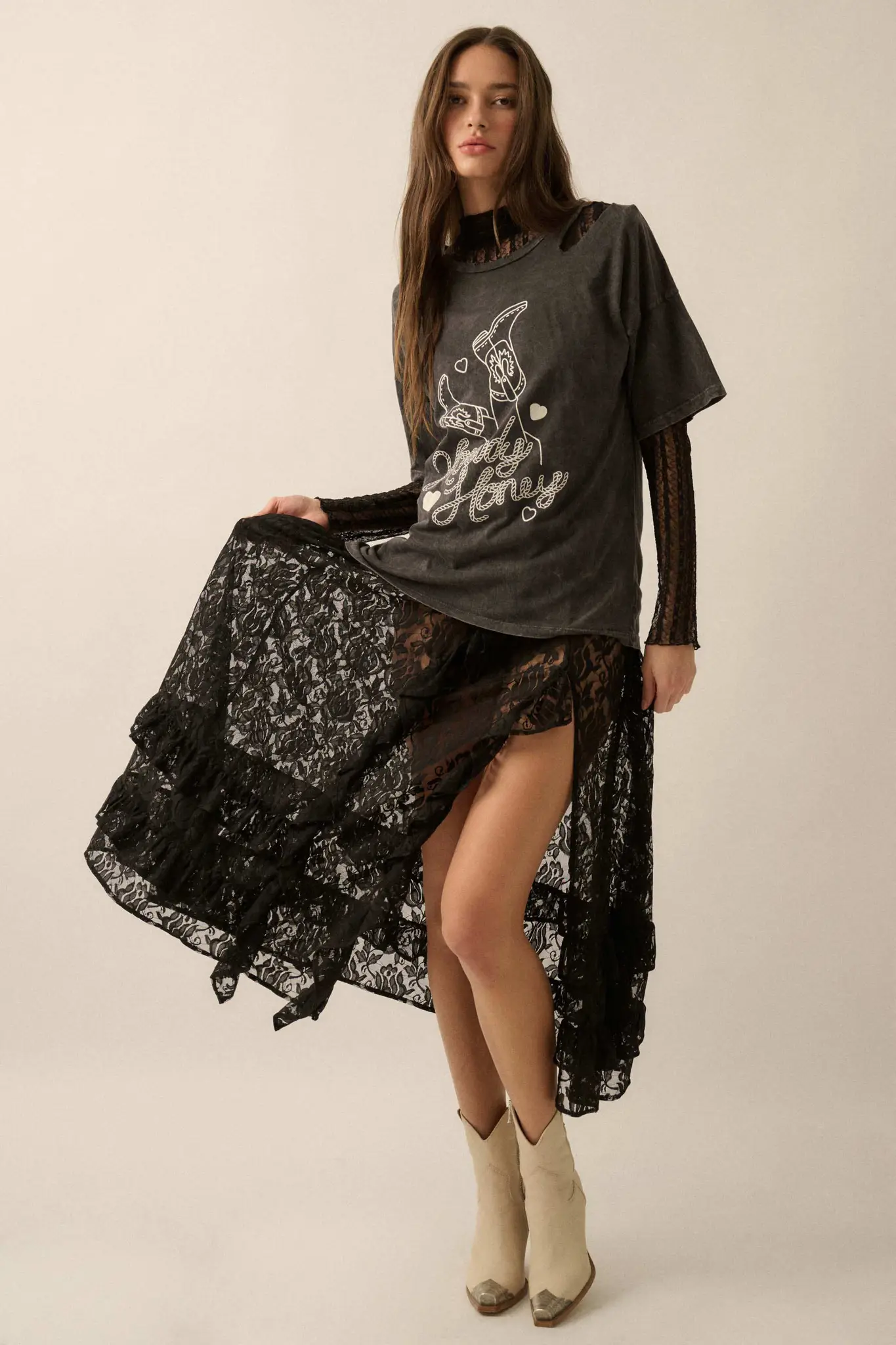 Howdy Honey Slashed Western Graphic Tee - Image 6