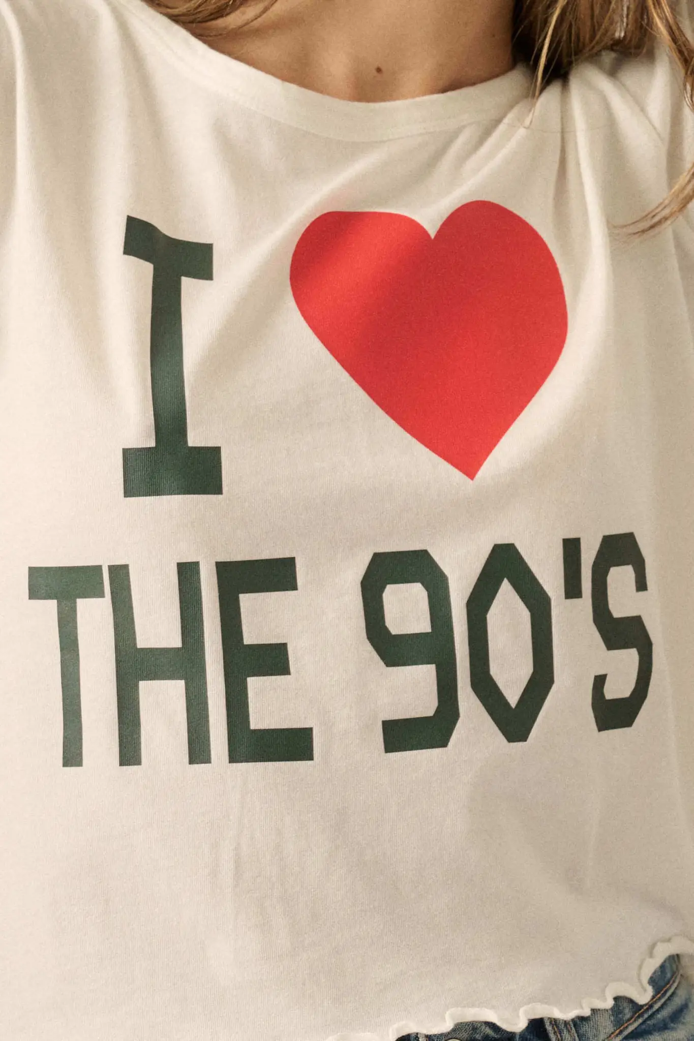 I Heart the 90's Cropped Graphic Baby Tee - Image 2