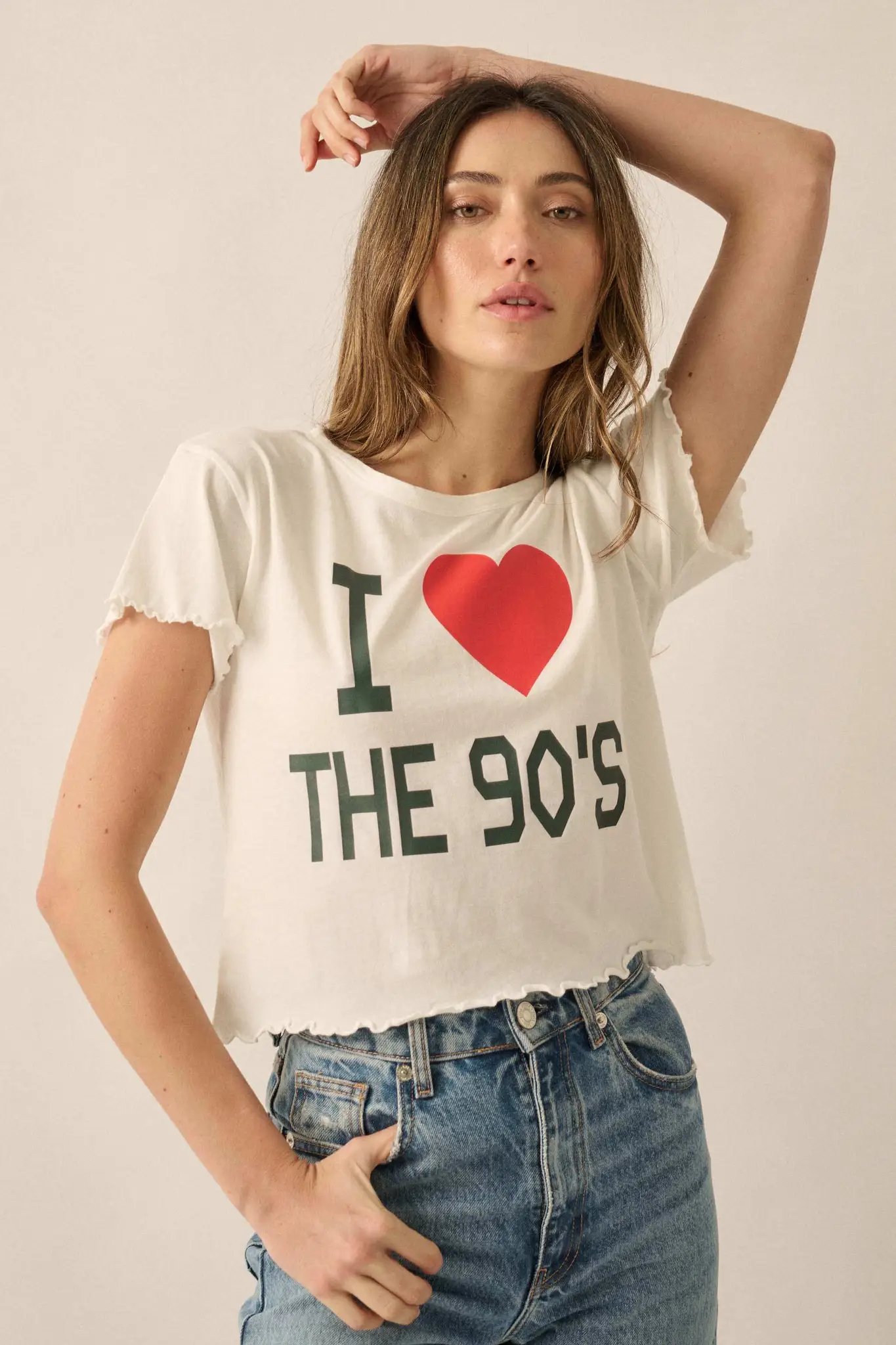 I Heart the 90's Cropped Graphic Baby Tee - Image 3