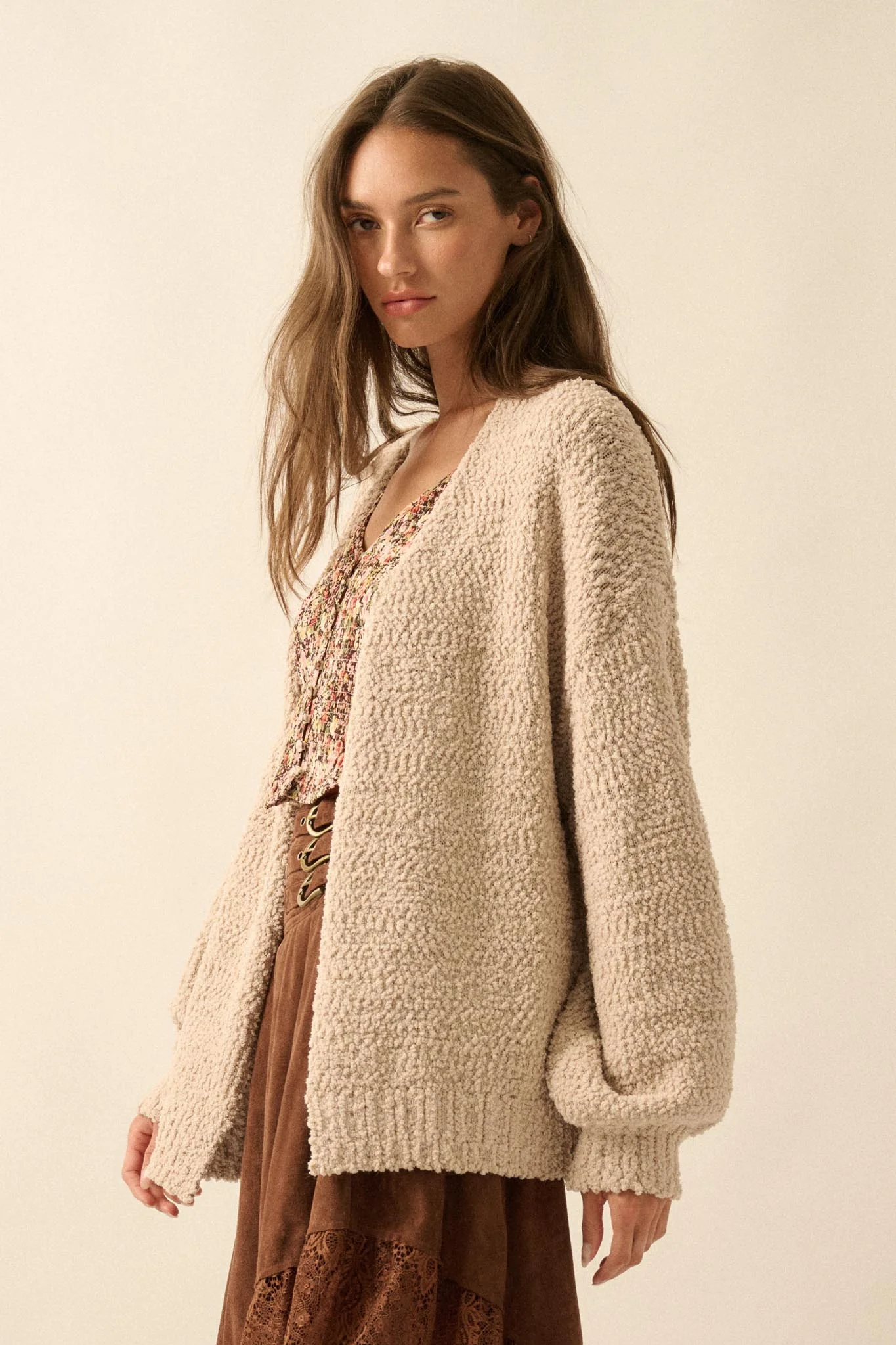 In My Feelings Textured Knit Open-Front Cardigan - Image 6