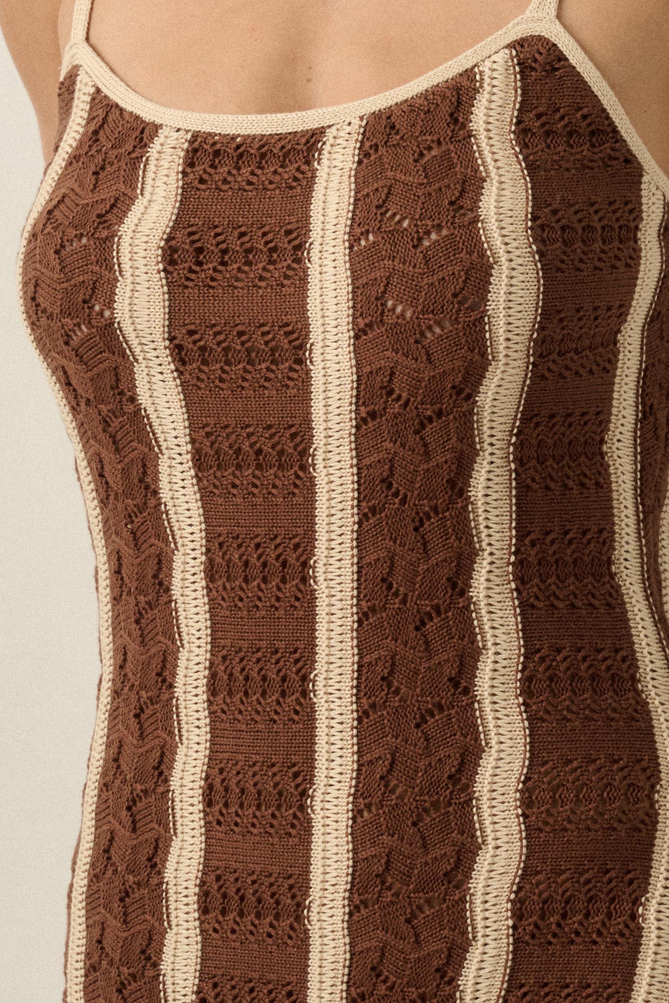In My Lane Striped Crochet-Knit Midi Slip Dress - Image 5
