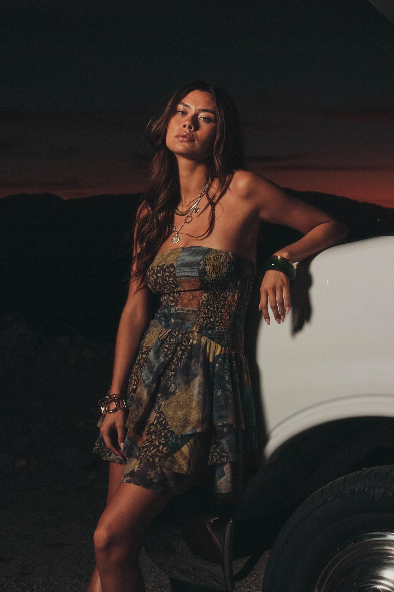 In the Mix Patchwork-Print Strapless Mini Dress