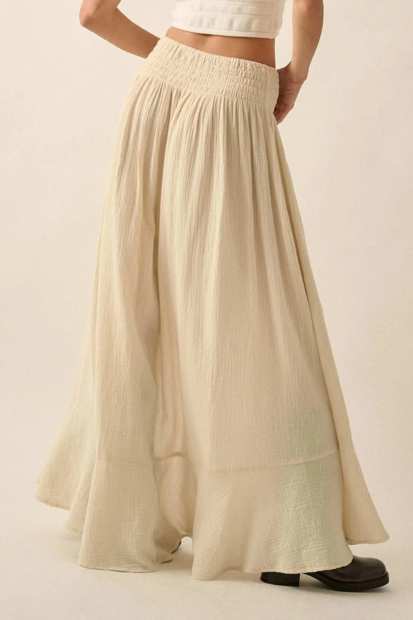 In the Wind Crinkle Cotton Button-Front Maxi Skirt - Image 19