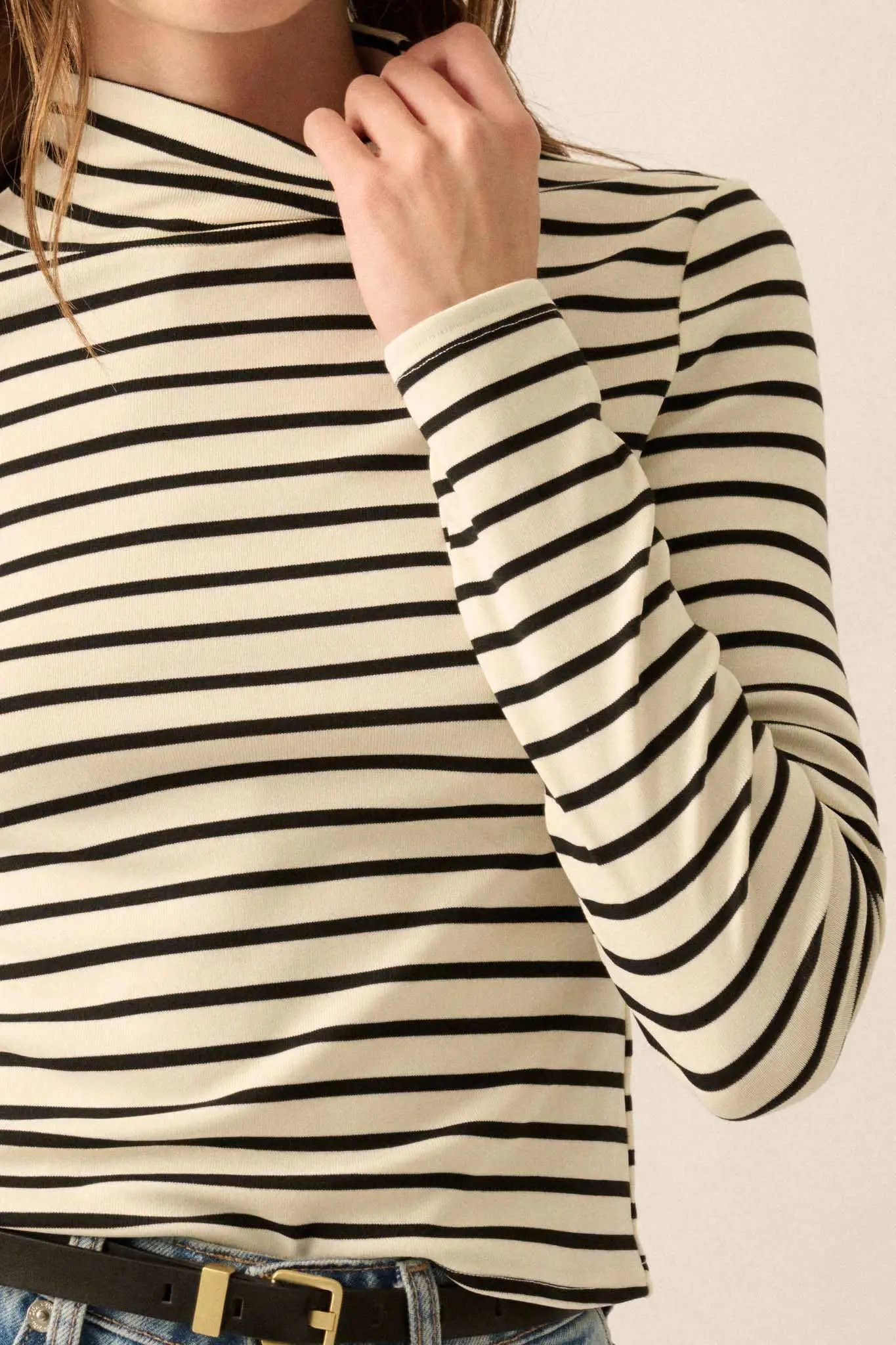 Inside the Lines Striped Mock-Neck Top - Image 4