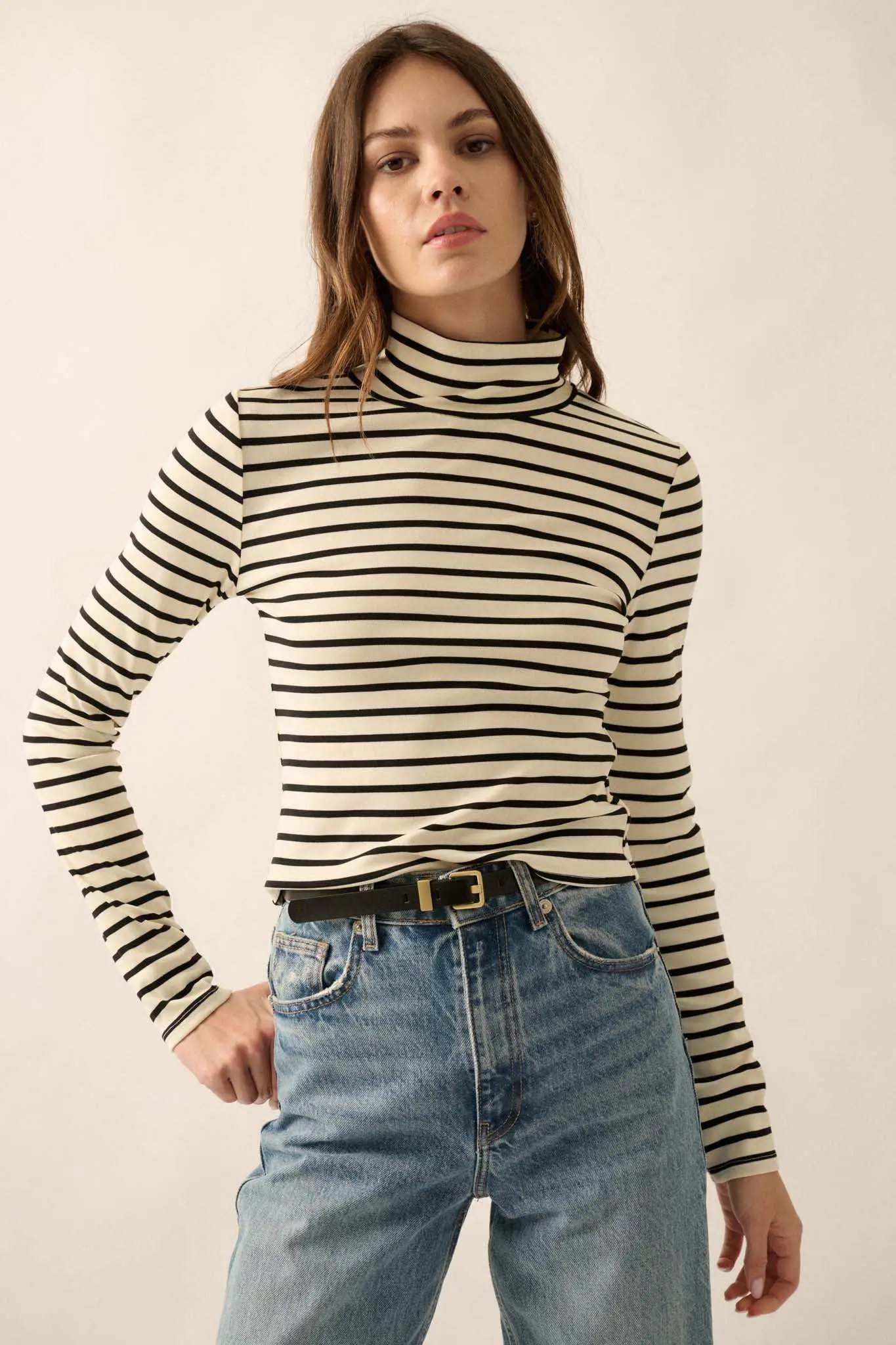 Inside the Lines Striped Mock-Neck Top - Image 5