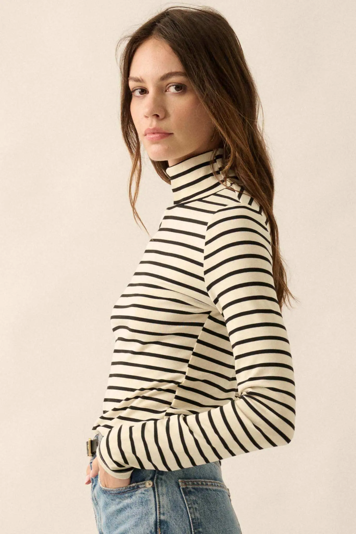 Inside the Lines Striped Mock-Neck Top - Image 6