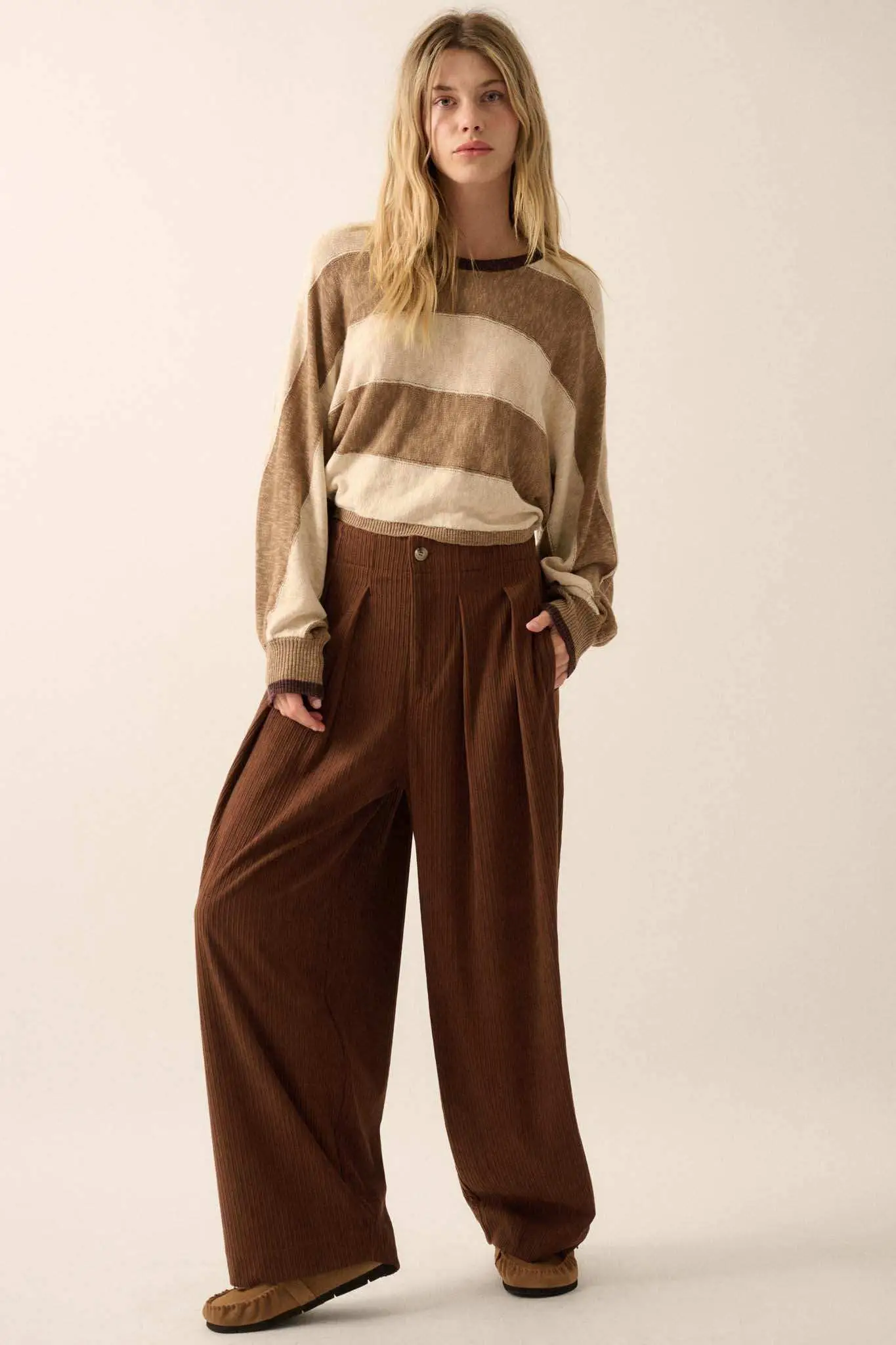 Into the Groove Pleated Wide-Leg Corduroy Pants - Image 10
