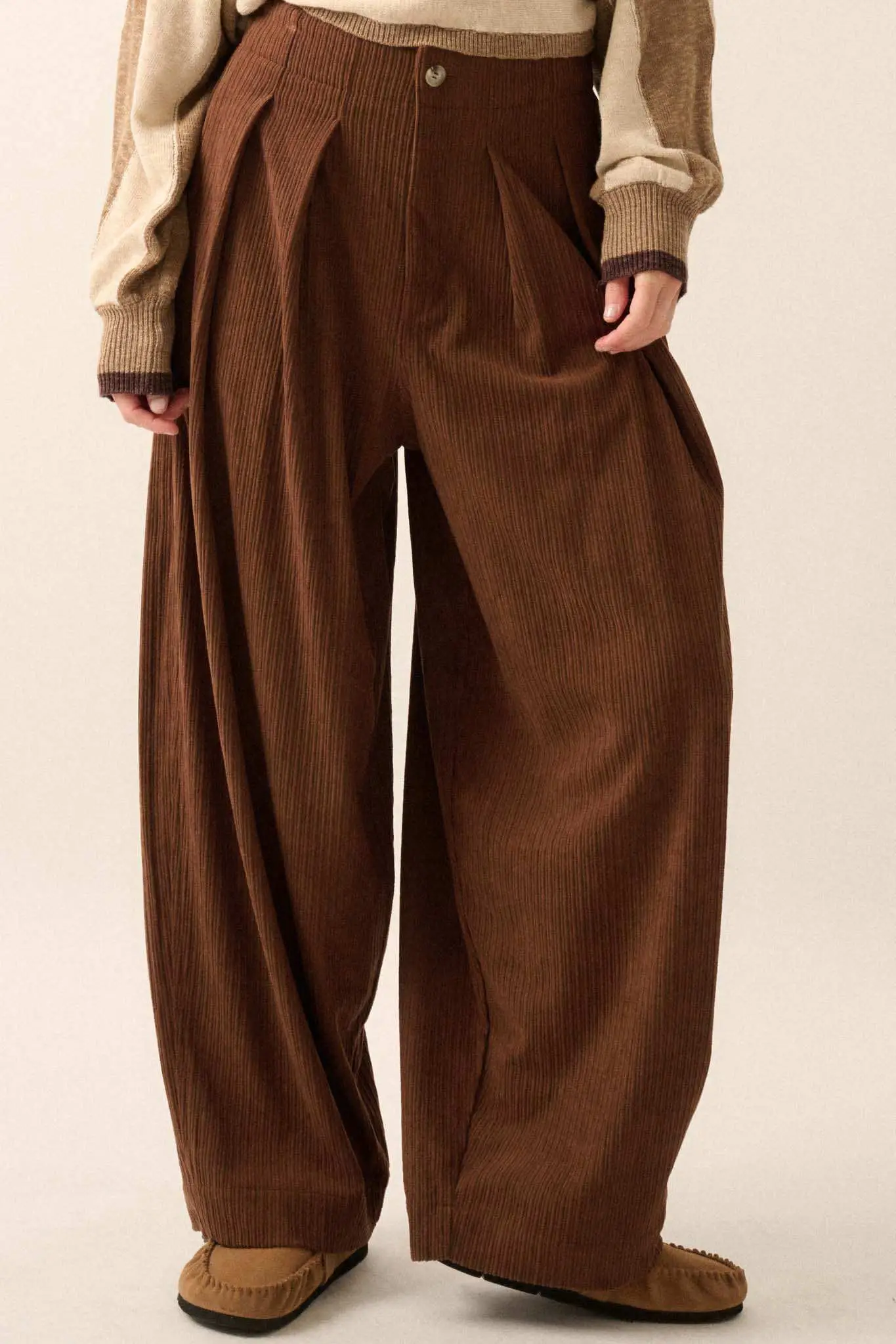 Into the Groove Pleated Wide-Leg Corduroy Pants - Image 11