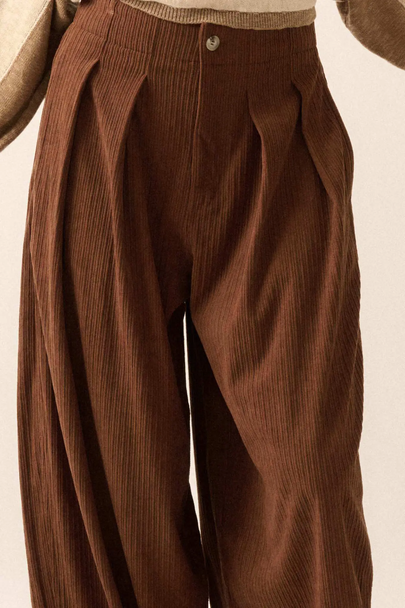 Into the Groove Pleated Wide-Leg Corduroy Pants - Image 12