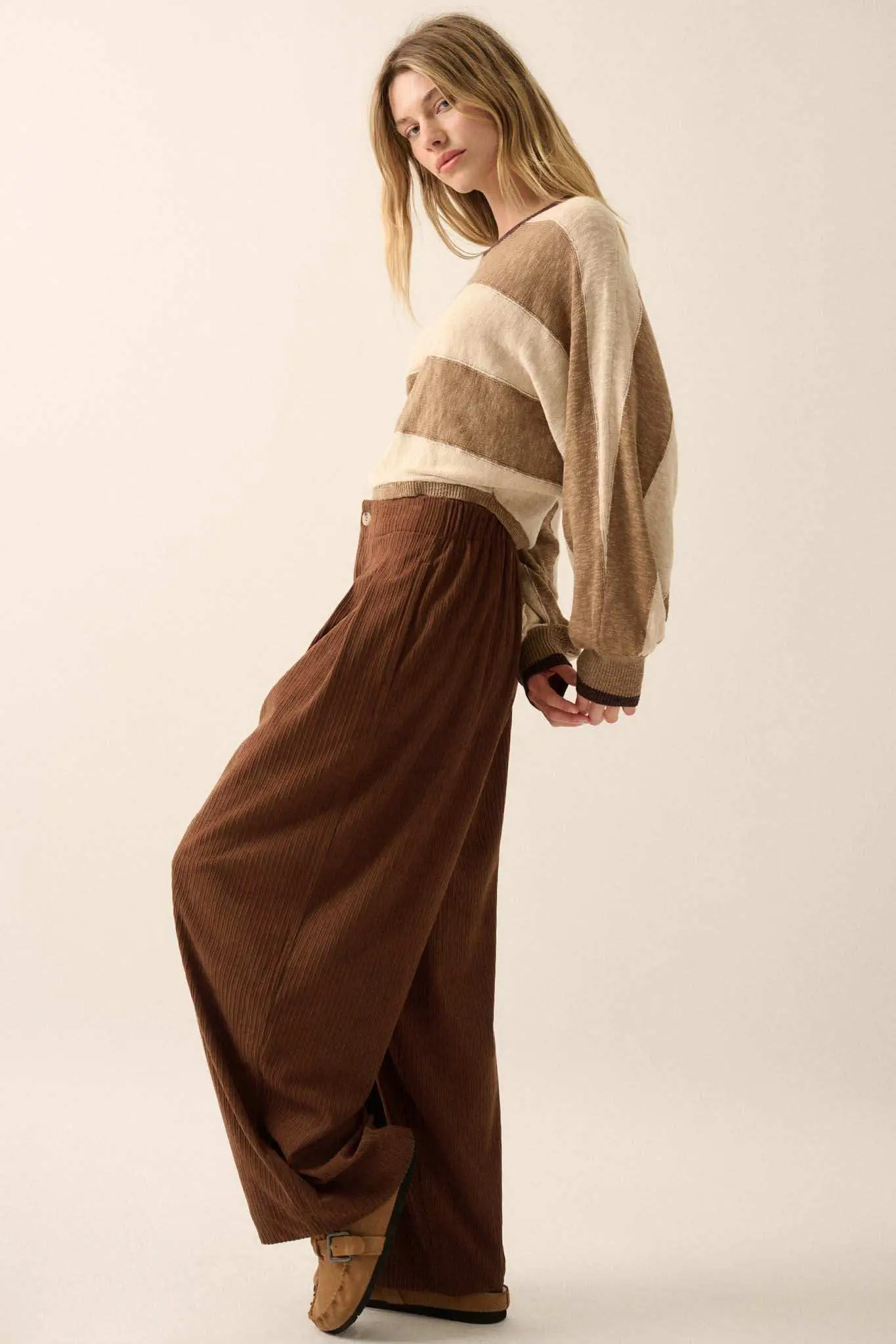 Into the Groove Pleated Wide-Leg Corduroy Pants - Image 14