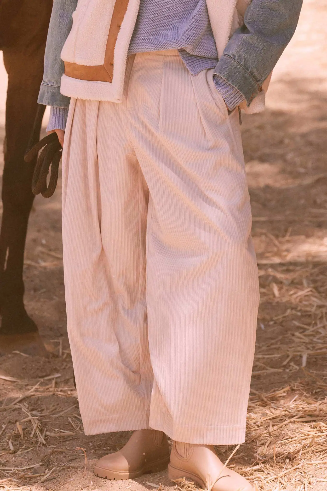 Into the Groove Pleated Wide-Leg Corduroy Pants - Image 2
