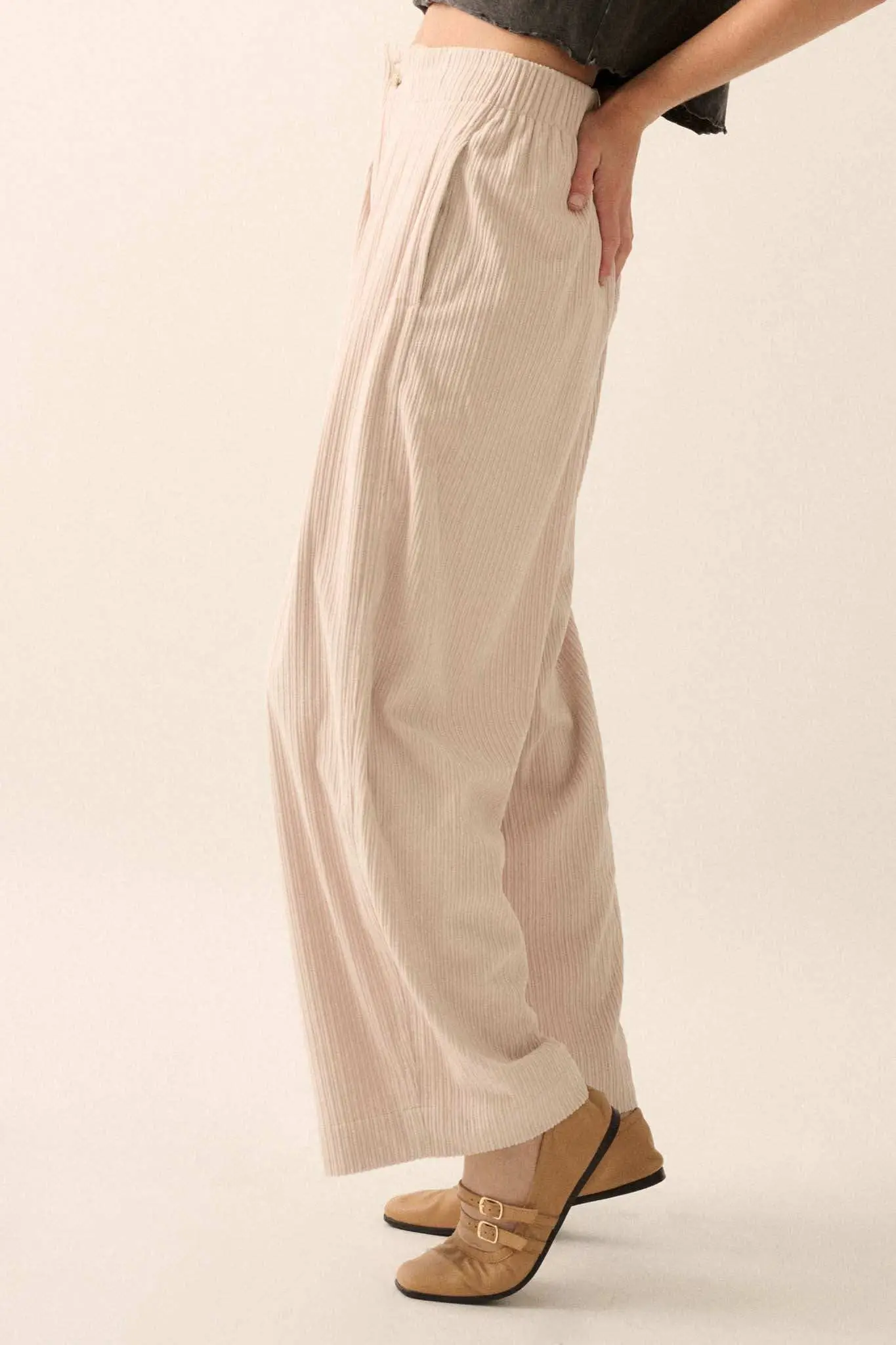 Into the Groove Pleated Wide-Leg Corduroy Pants - Image 8