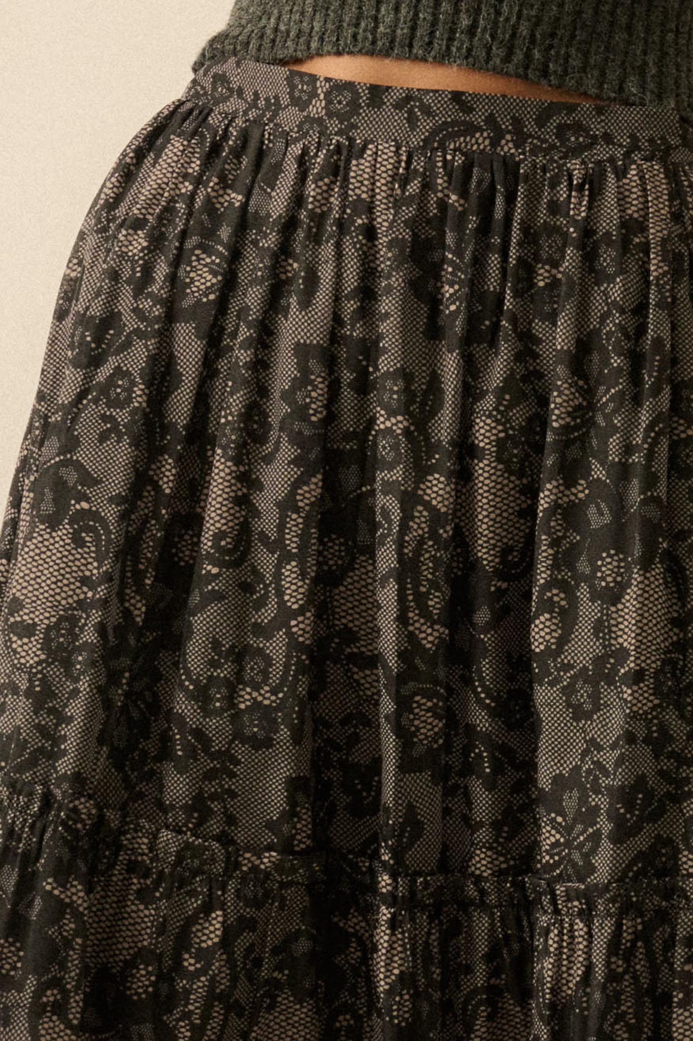 Into the Night Lace-Print Organza Maxi Skirt - Image 5