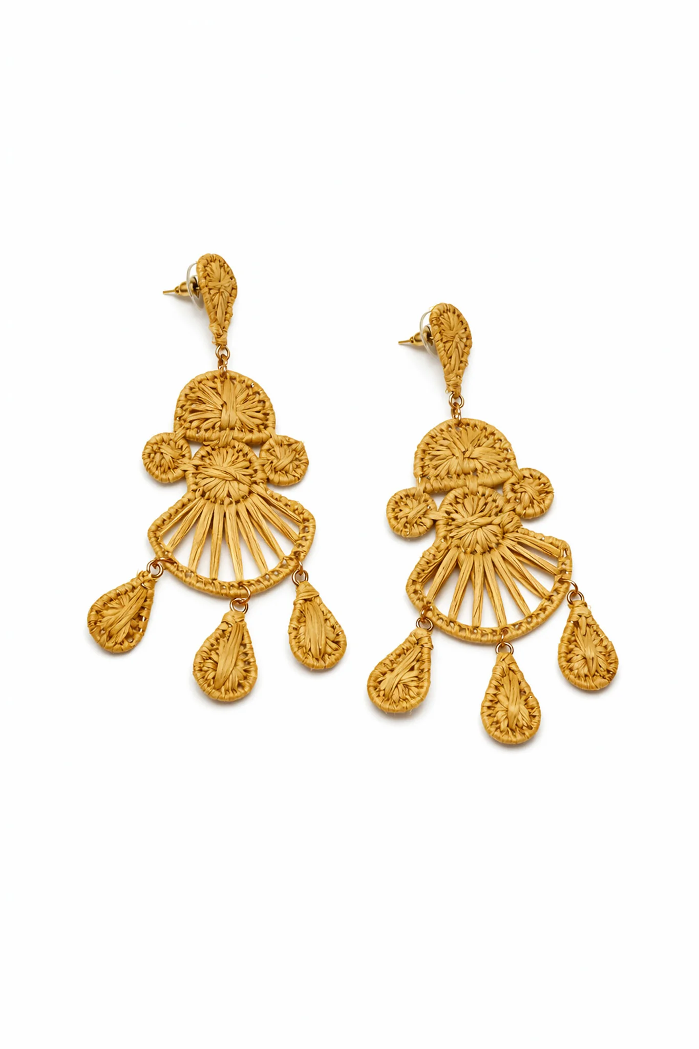 Joshua Tree Raffia-Wrapped Chandelier Earrings - Image 2