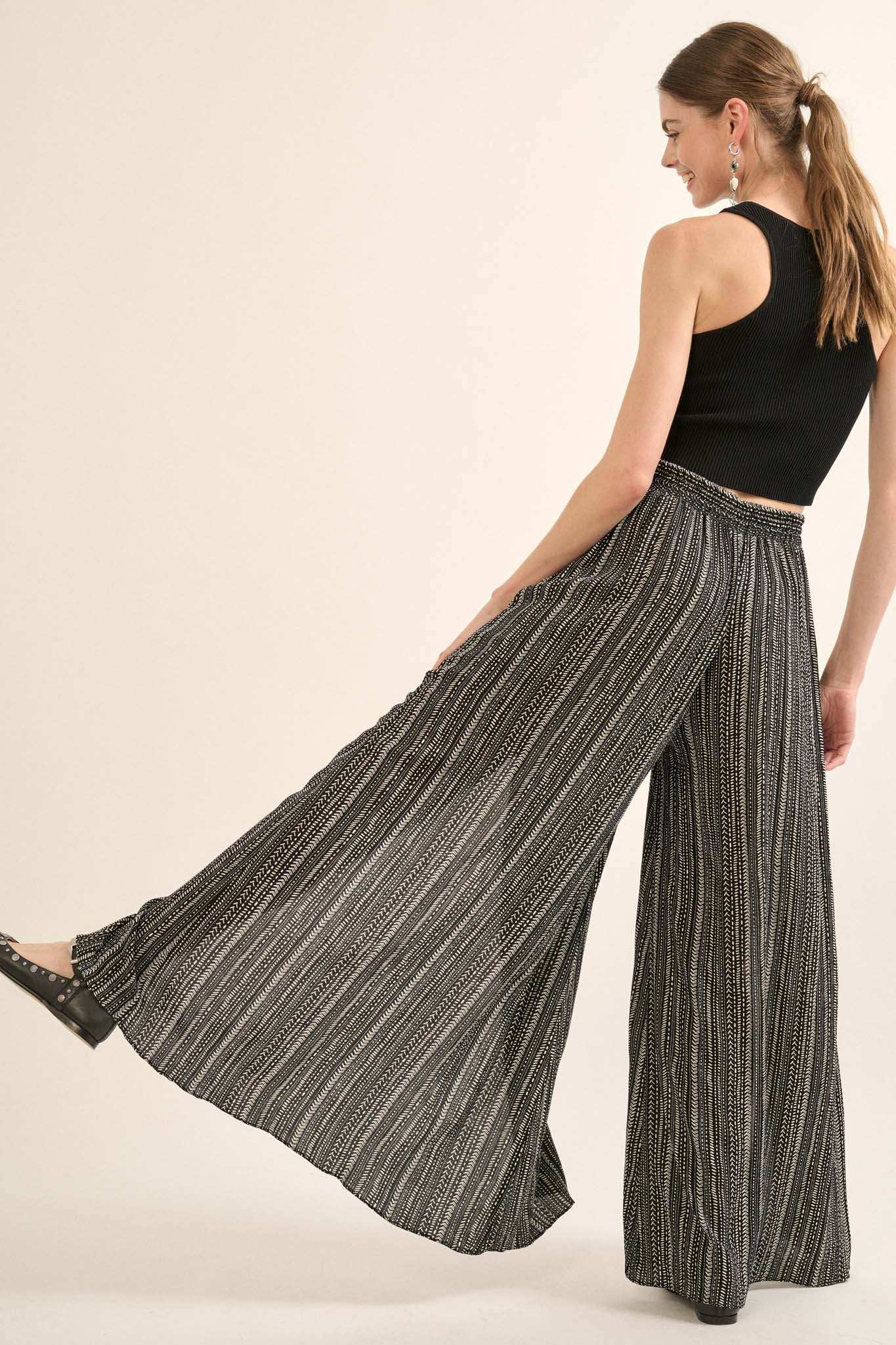 Journey Begins Geo-Print Wide-Leg Split Pants - Image 12