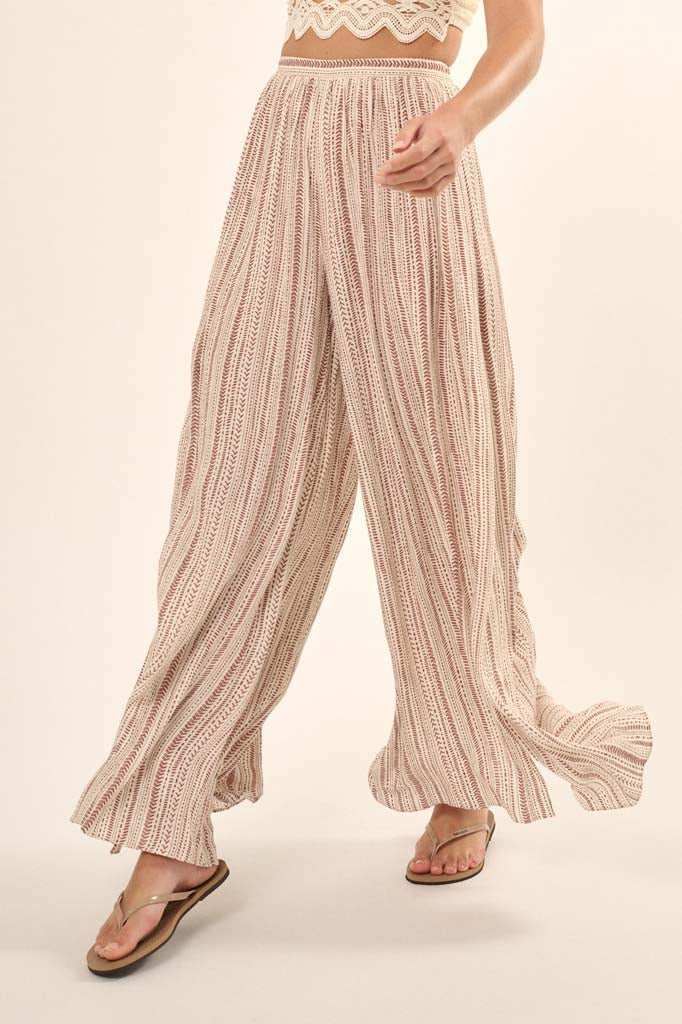 Journey Begins Geo-Print Wide-Leg Split Pants - Image 3