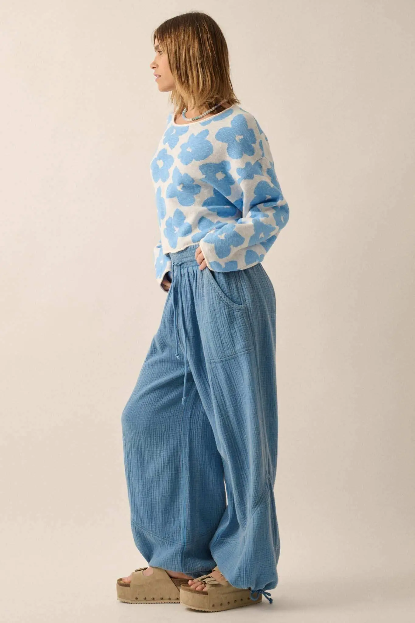 Jump In Crinkle Cotton Drawstring Parachute Pants - Image 32