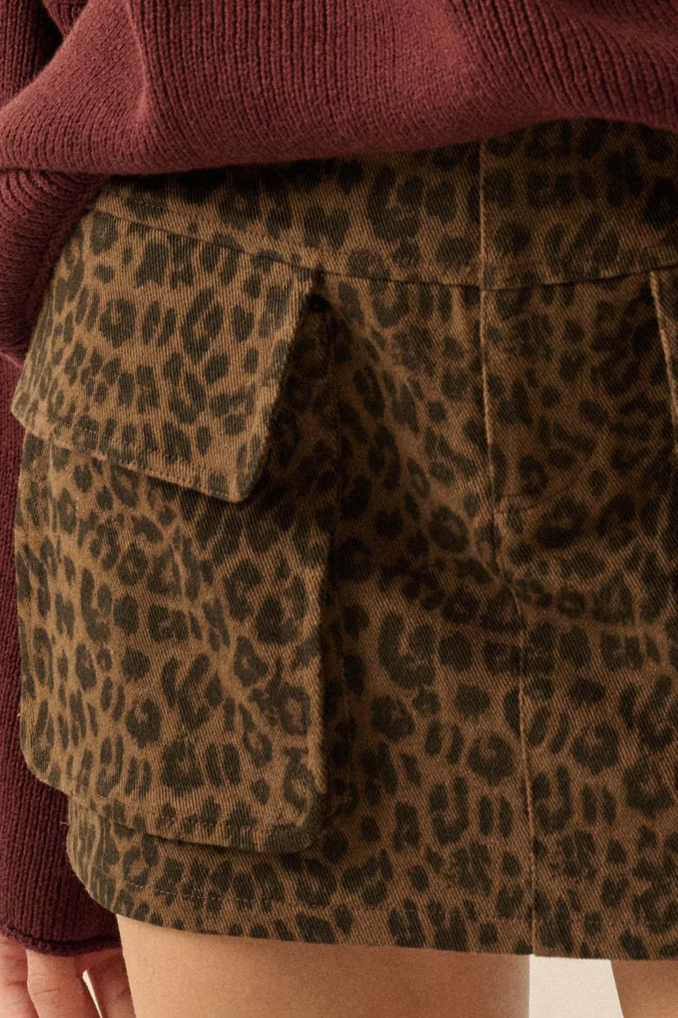 Jungle Girl Leopard Twill Cargo Mini Skirt - Image 5