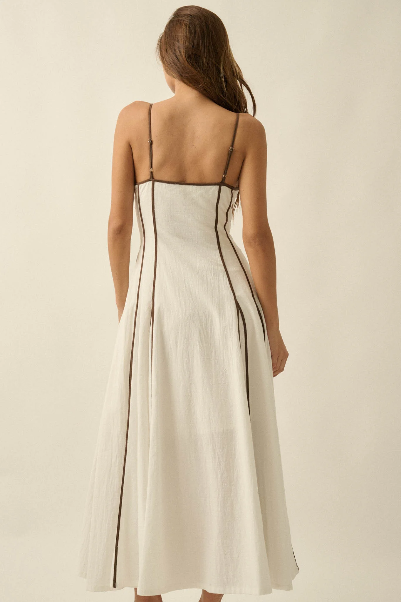 Just Breathe Cotton Piping-Trim Godet Maxi Dress - Image 21