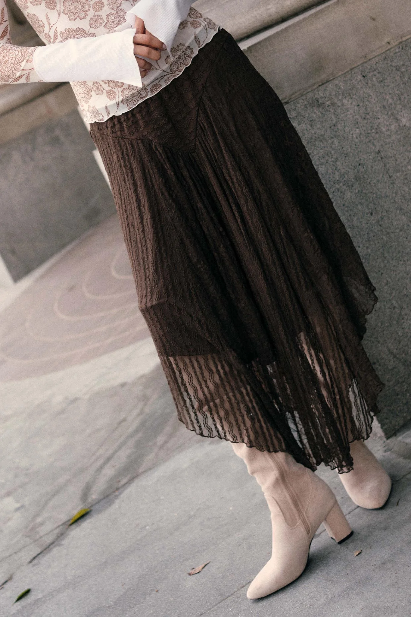 Just Divine Lace Drop-Waist Handkerchief Midi Skirt - Image 2