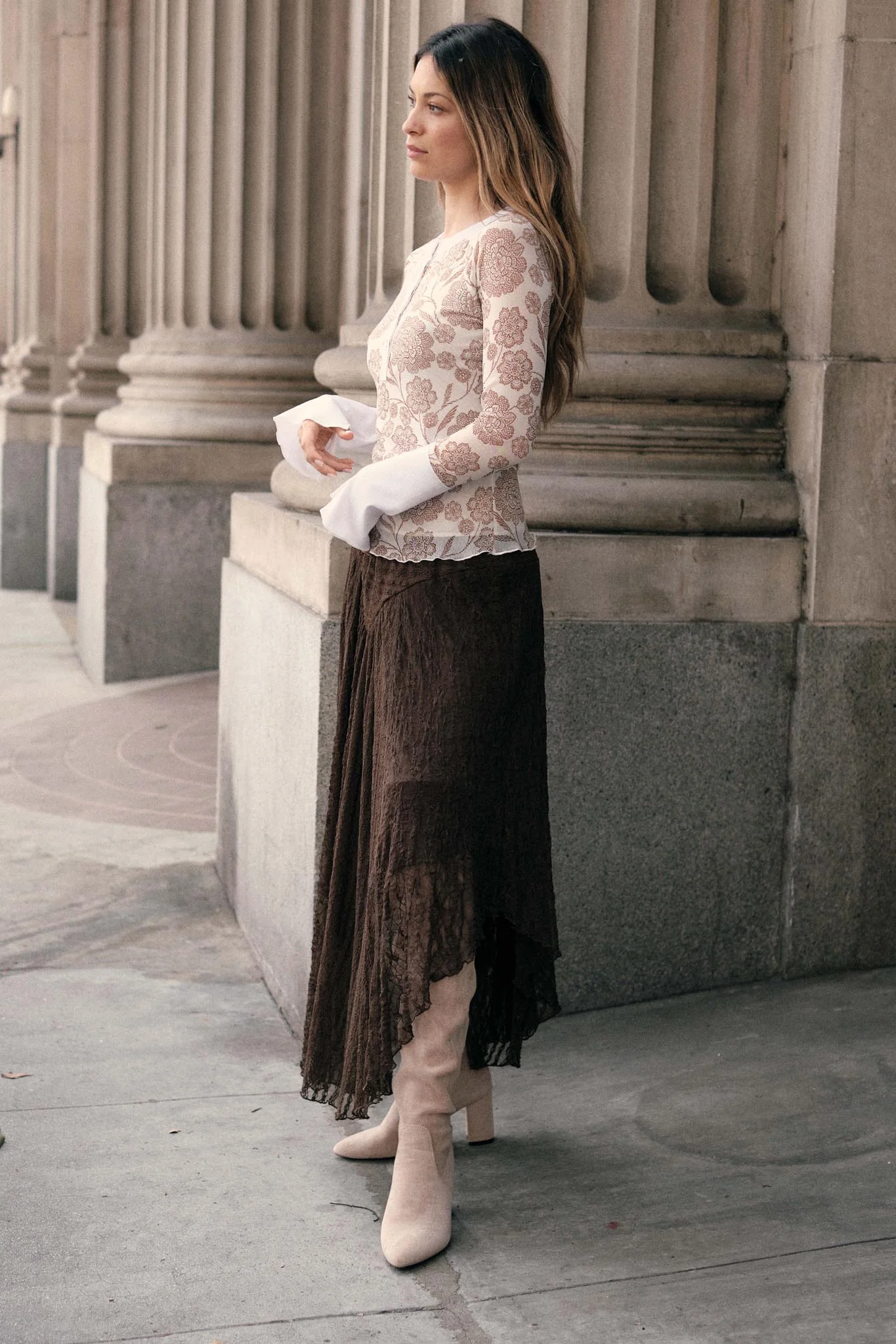 Just Divine Lace Drop-Waist Handkerchief Midi Skirt - Image 5