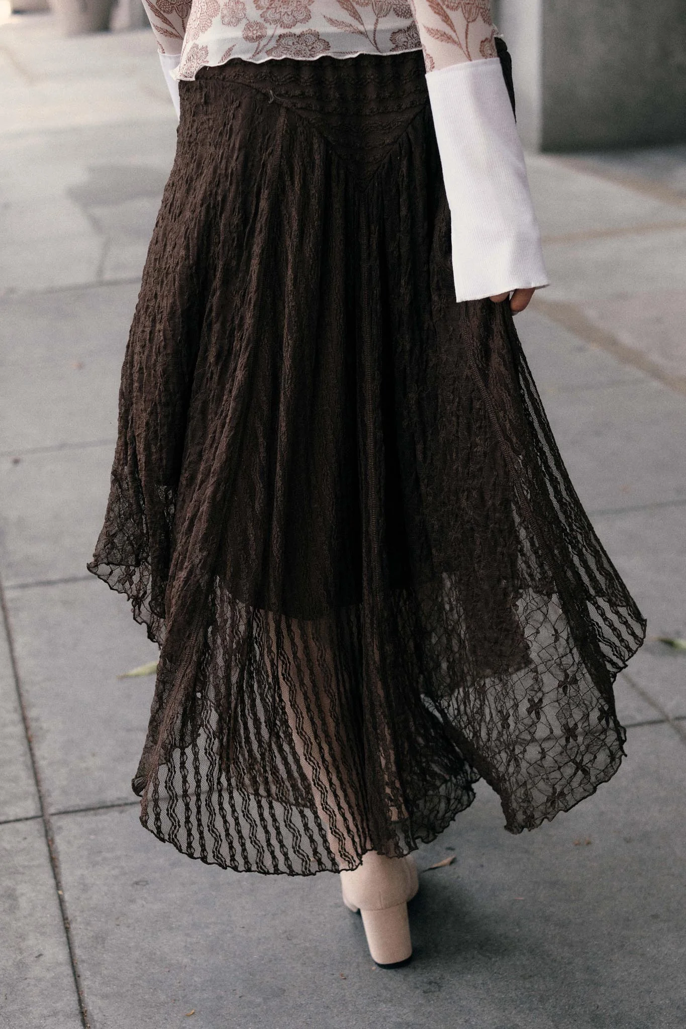 Just Divine Lace Drop-Waist Handkerchief Midi Skirt - Image 6