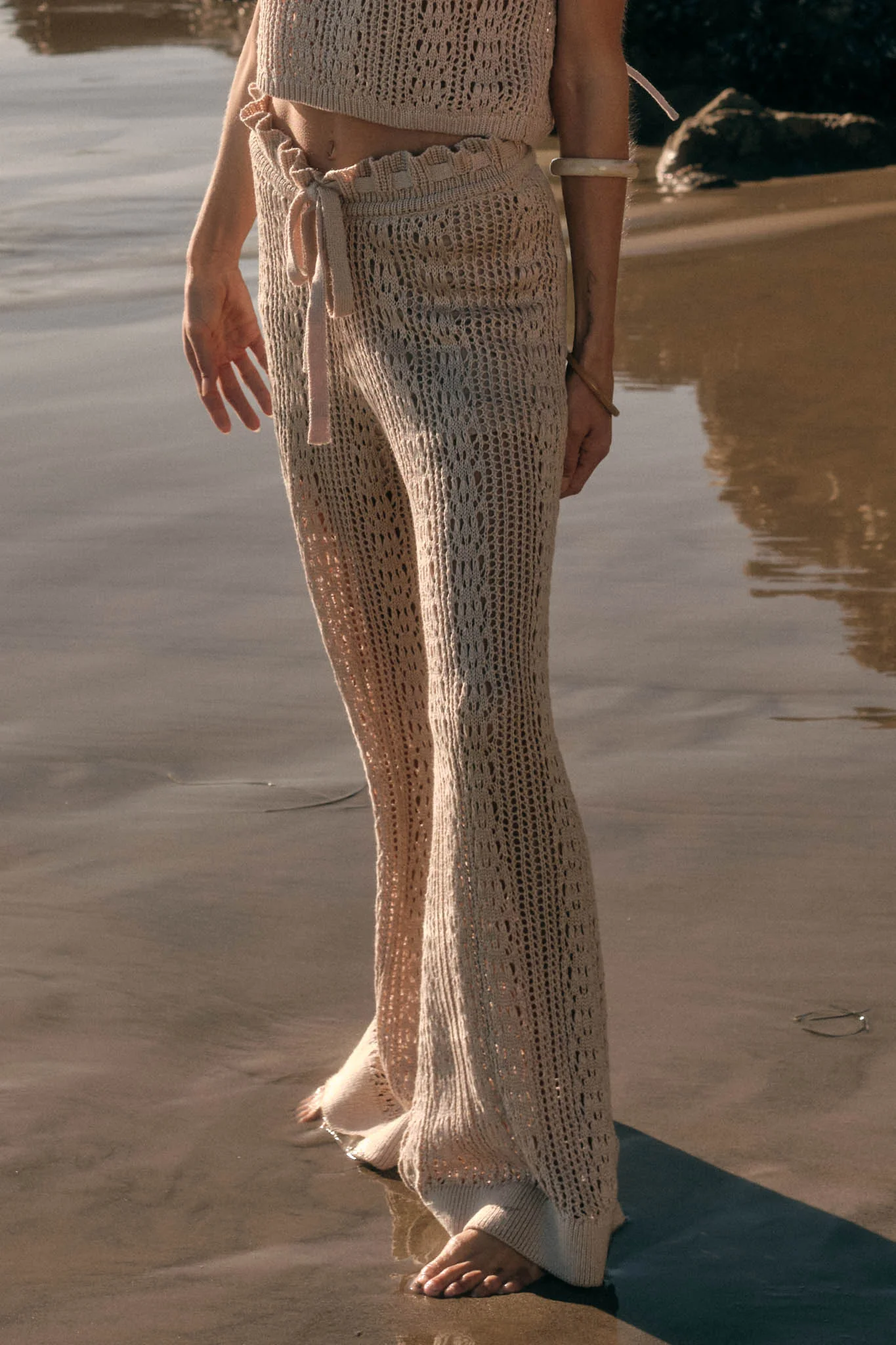 Just Vibing Crochet-Knit Drawstring Sweater Pants - Image 2