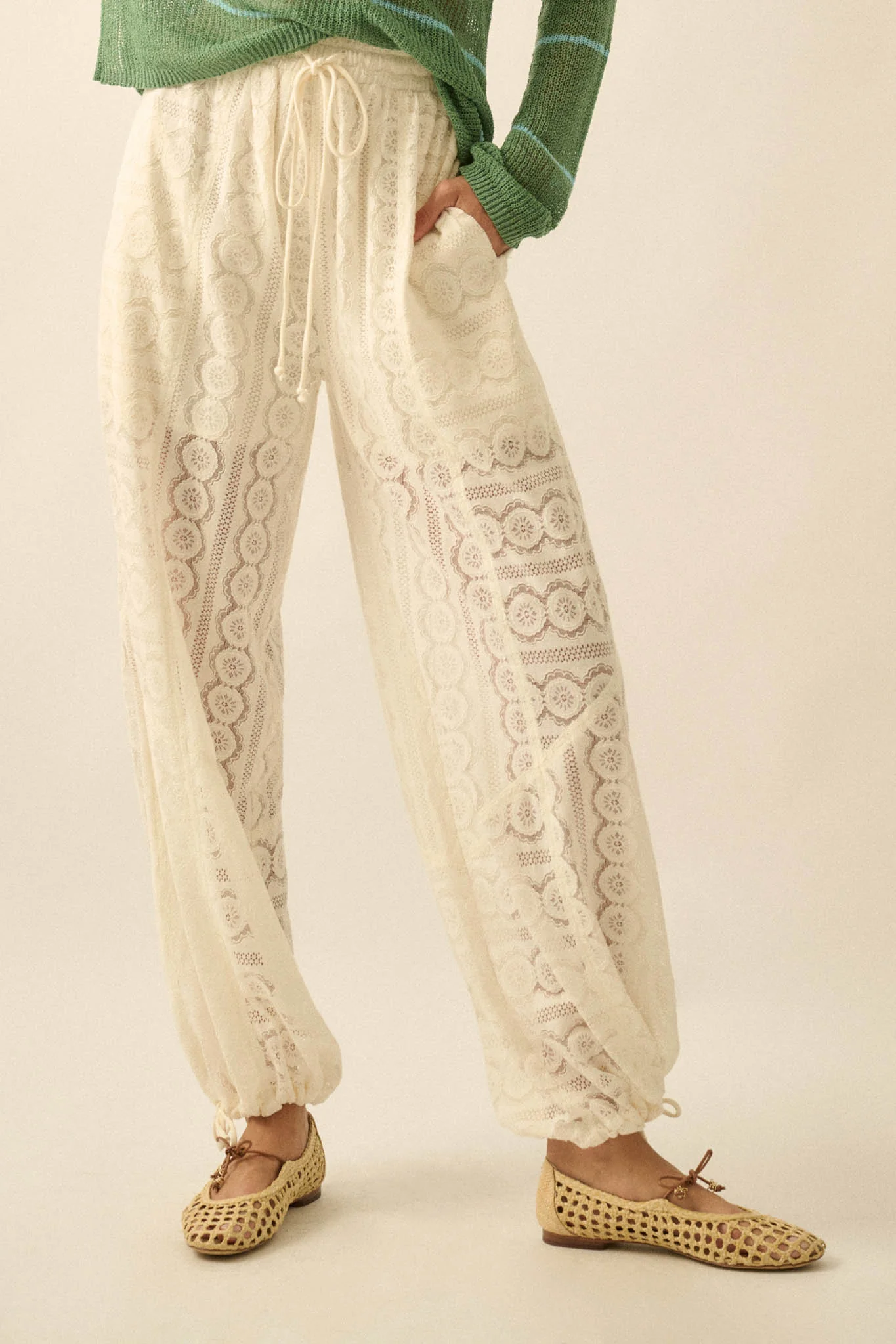 Keep Dreaming Lace Drawstring Pocket Balloon Pants - Image 2