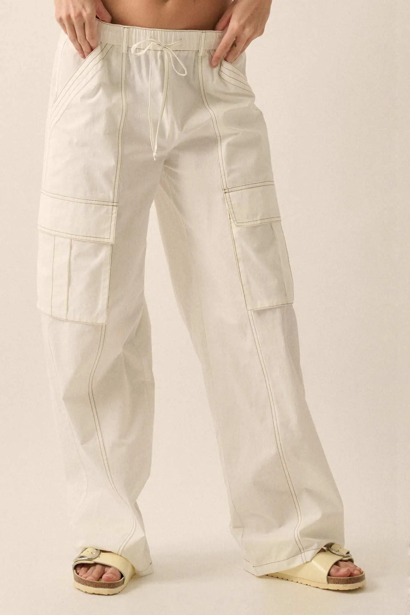 Keep It Real Wide-Leg Drawstring Cargo Pants - Image 3